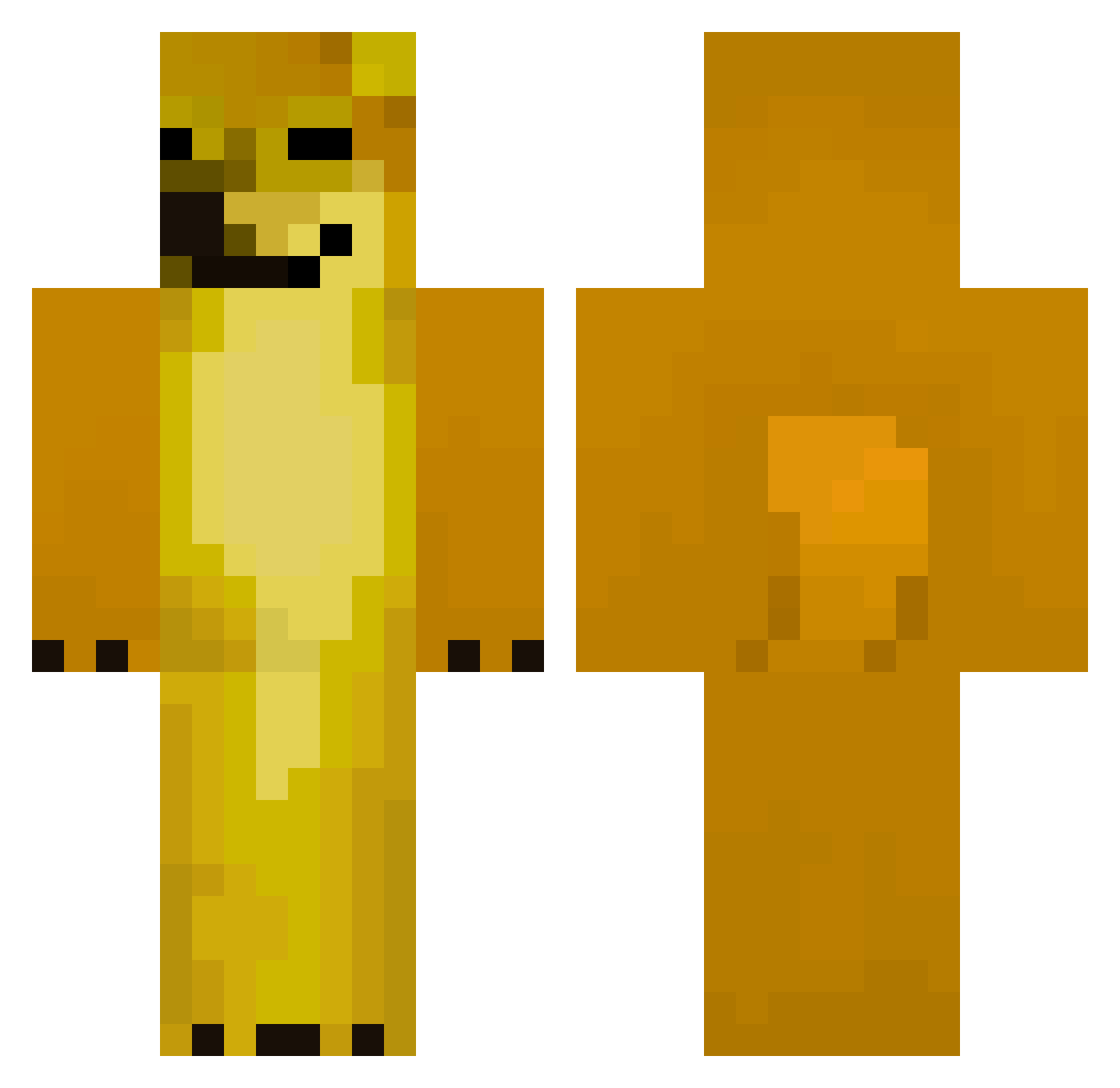 TurboOre Minecraft skin, front and back view