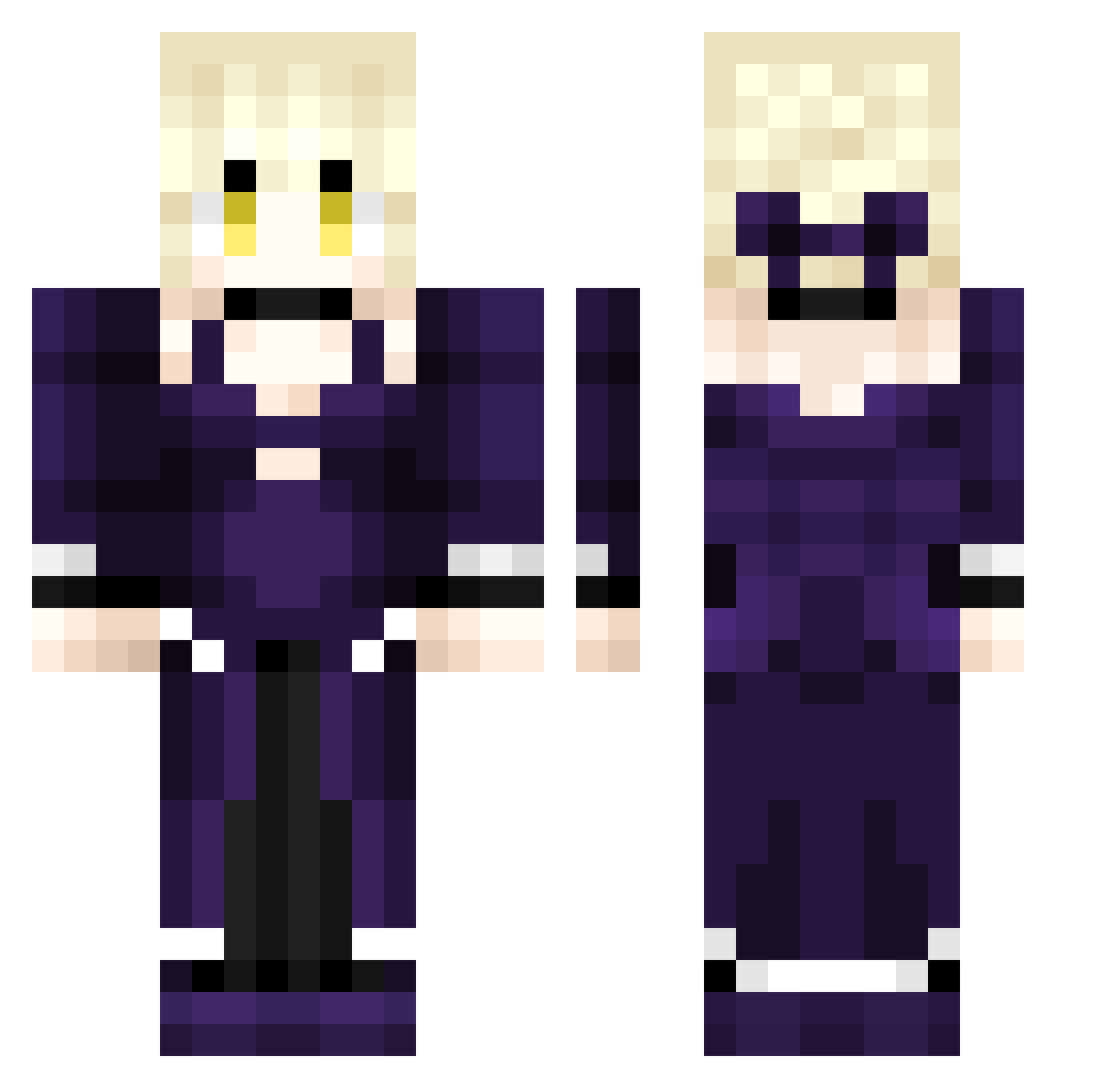 Filoriis Minecraft skin, front and back view