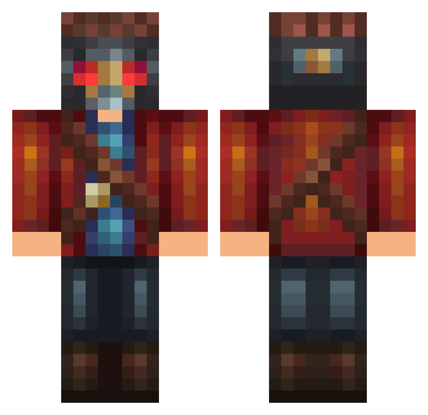 Jakeychickenhead Minecraft skin, front and back view