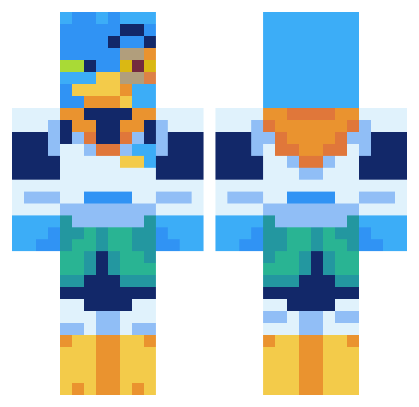 Blu_thaBluest29 Minecraft skin, front and back view
