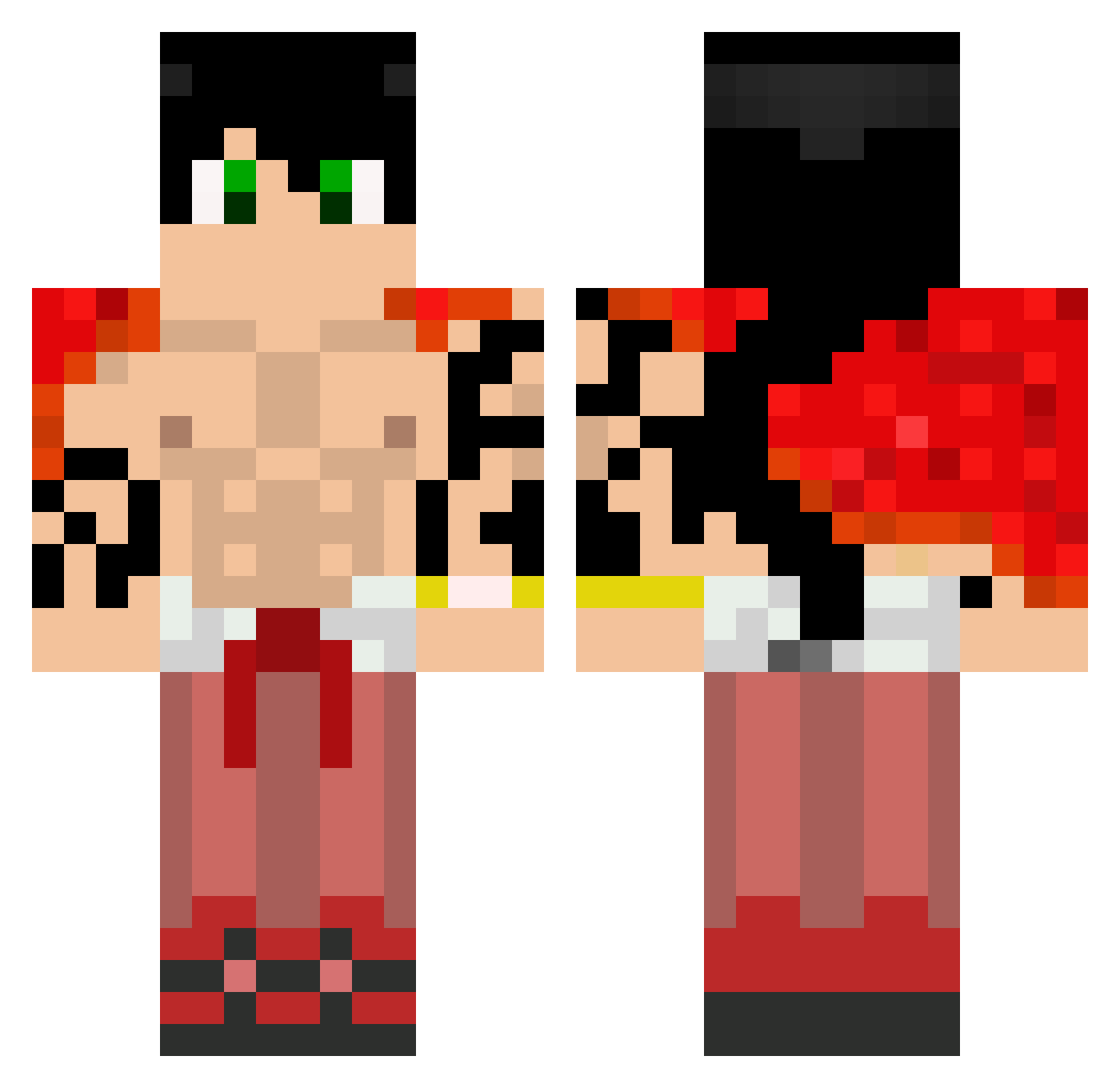 uRecky Minecraft skin, front and back view