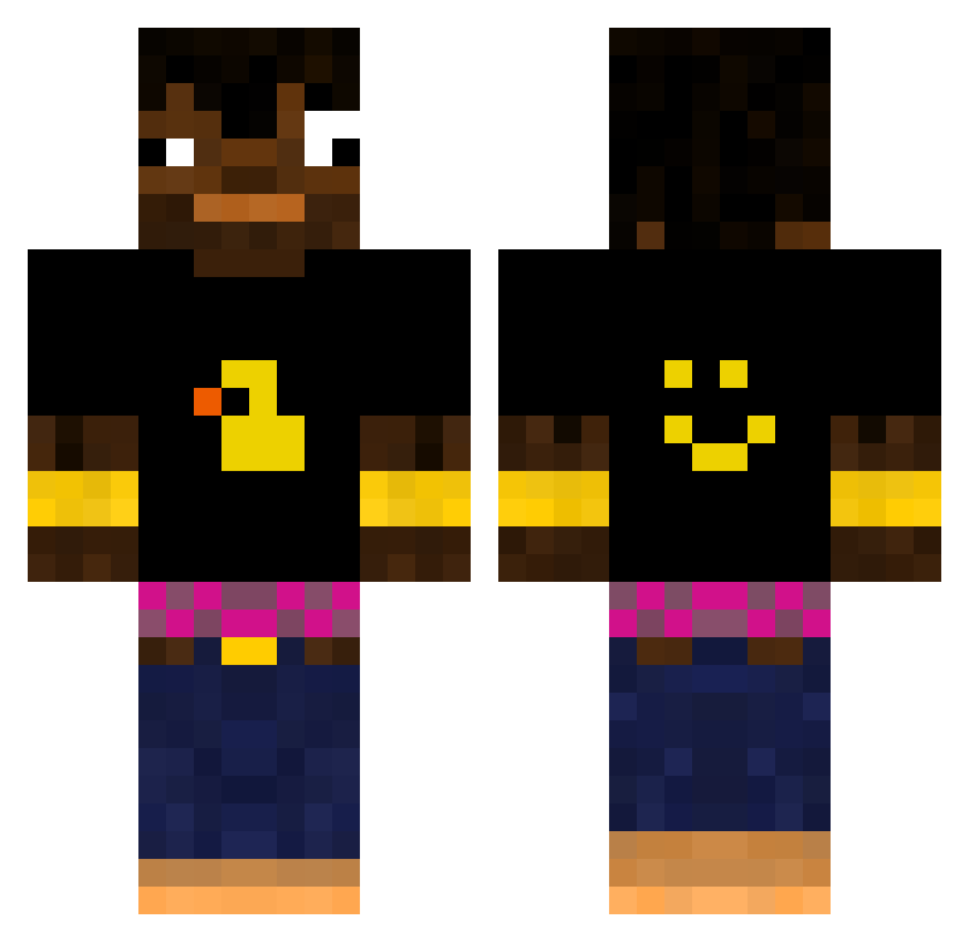 Buttonmashingx Minecraft skin, front and back view