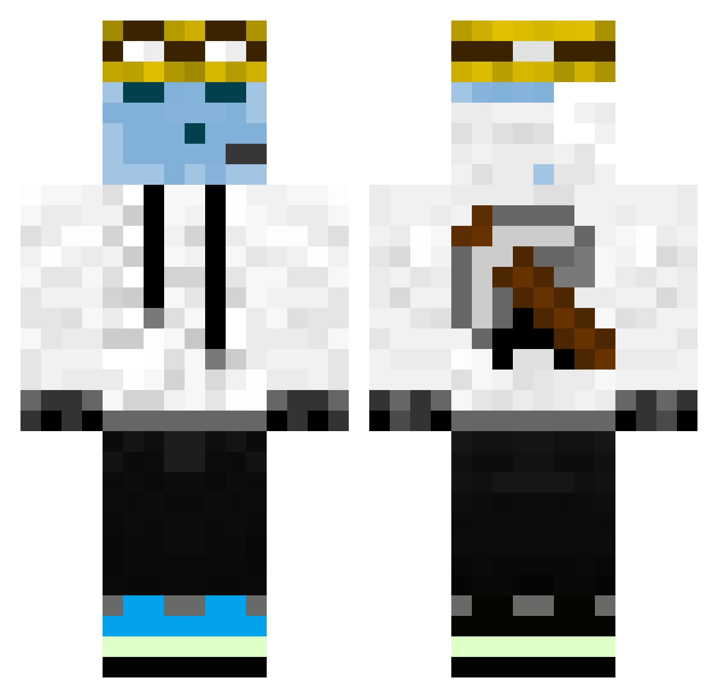 Granulated Minecraft skin, front and back view
