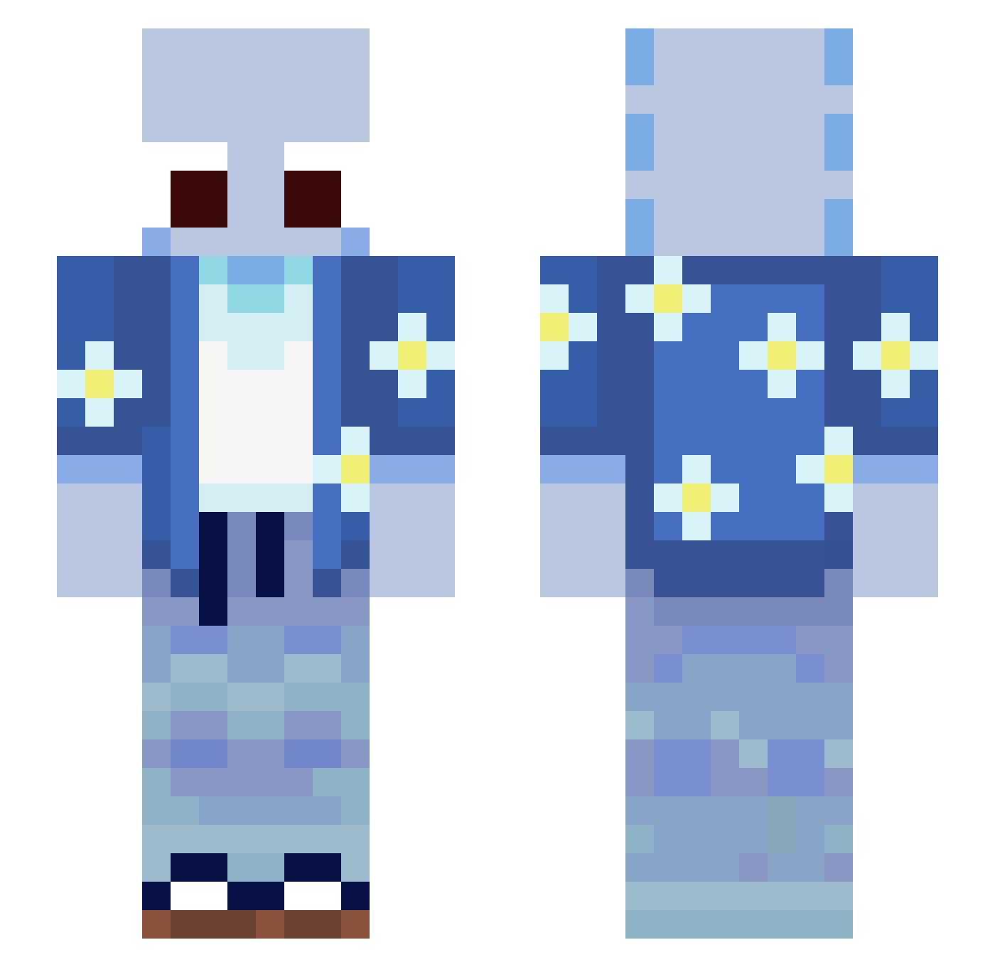 RipplesMC Minecraft skin, front and back view