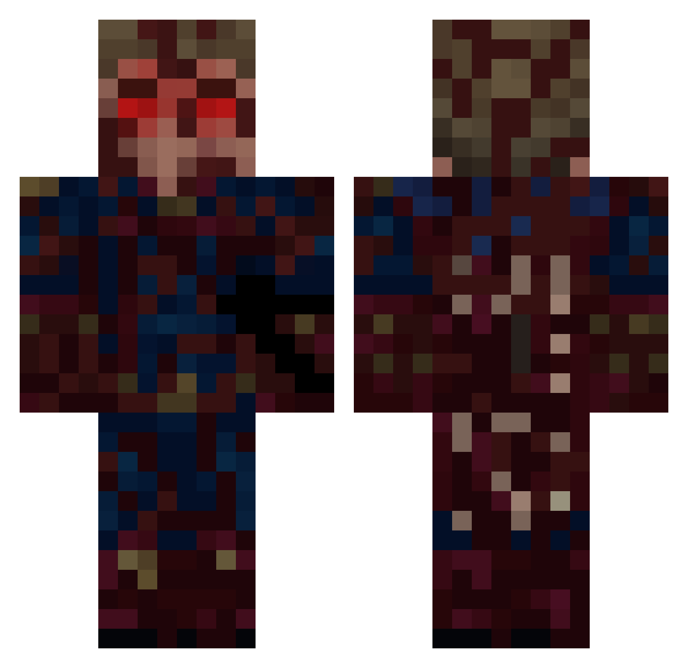 Mmmoral Minecraft skin, front and back view