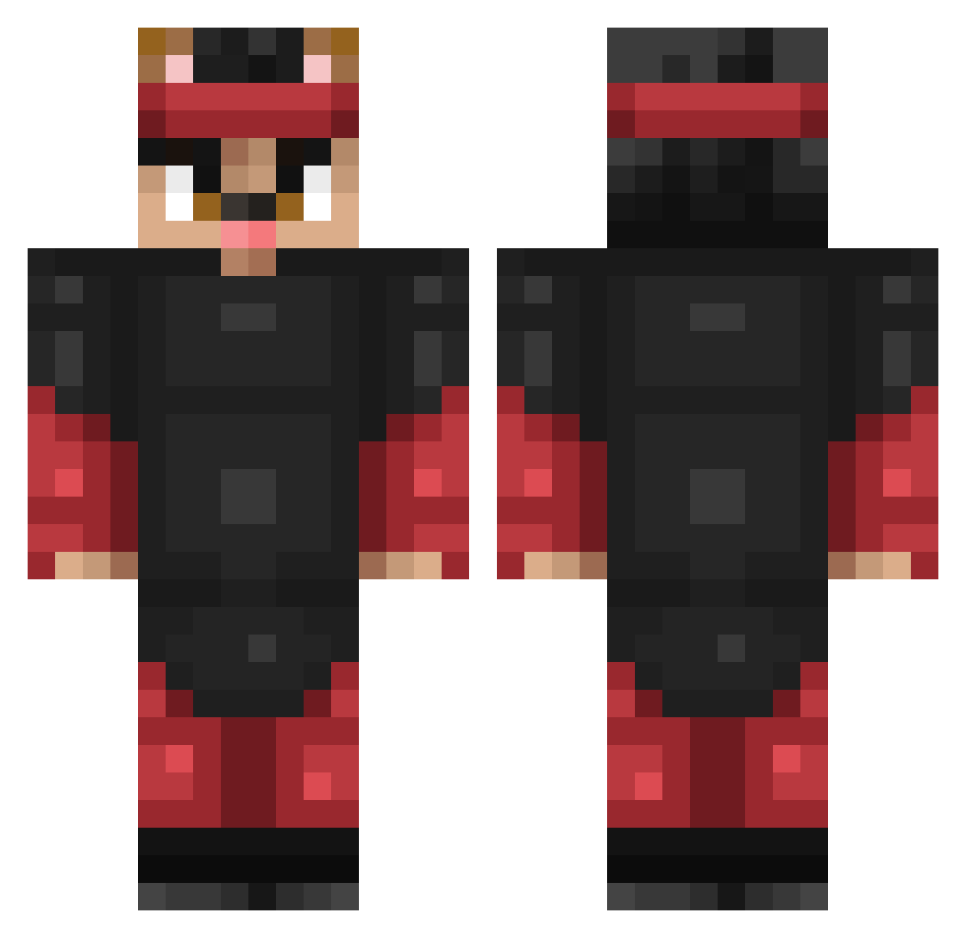 _FearlessPvP Minecraft skin, front and back view