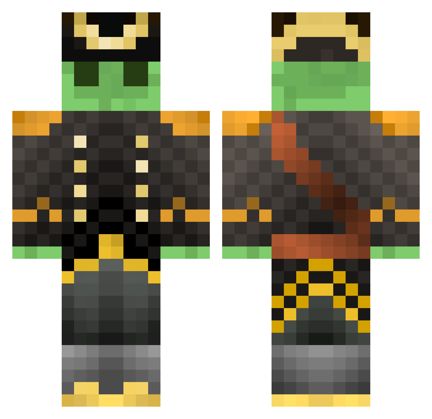 Blacknight3004 Minecraft skin, front and back view