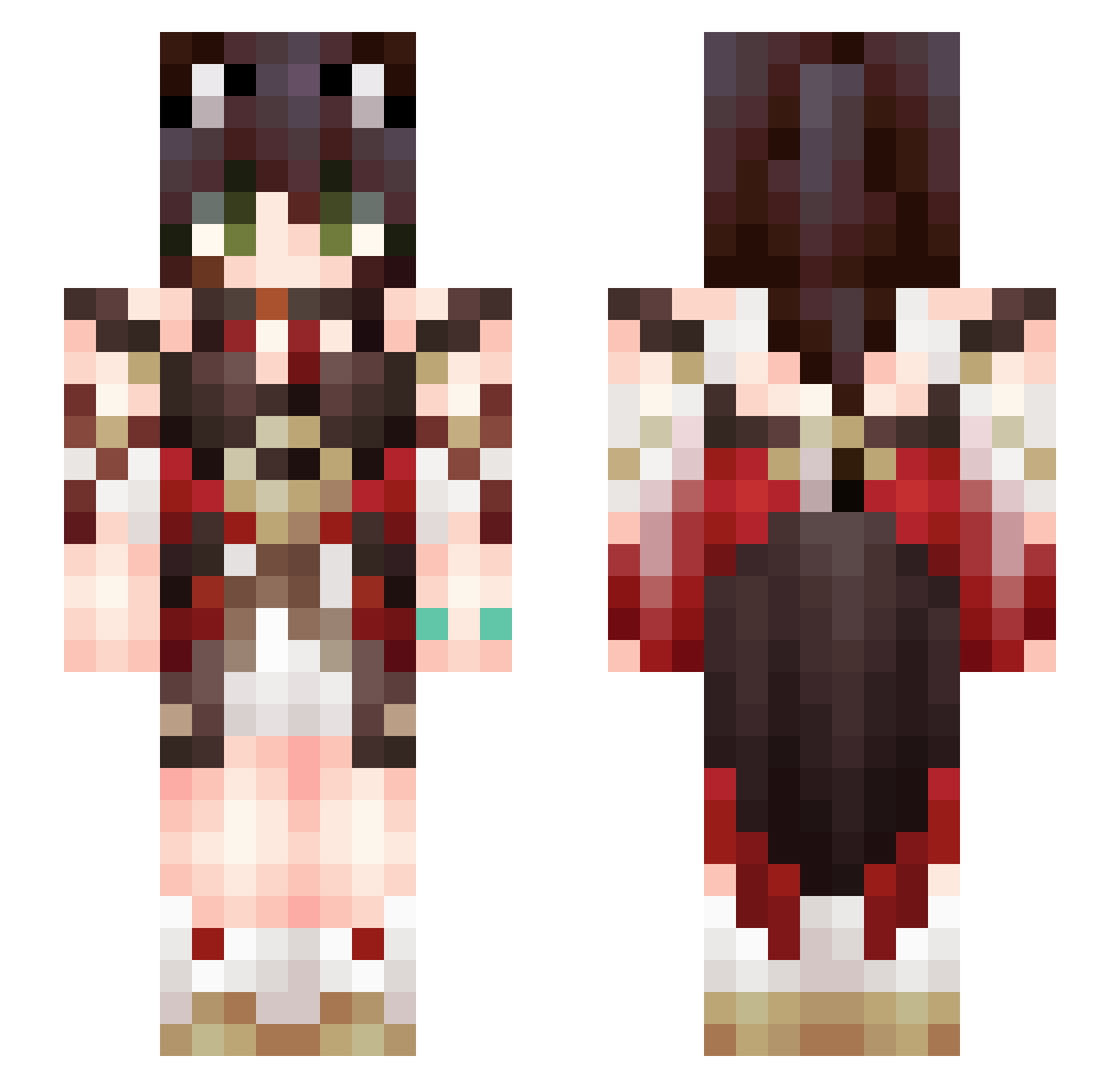 Tingyun_Fugue Minecraft skin, front and back view