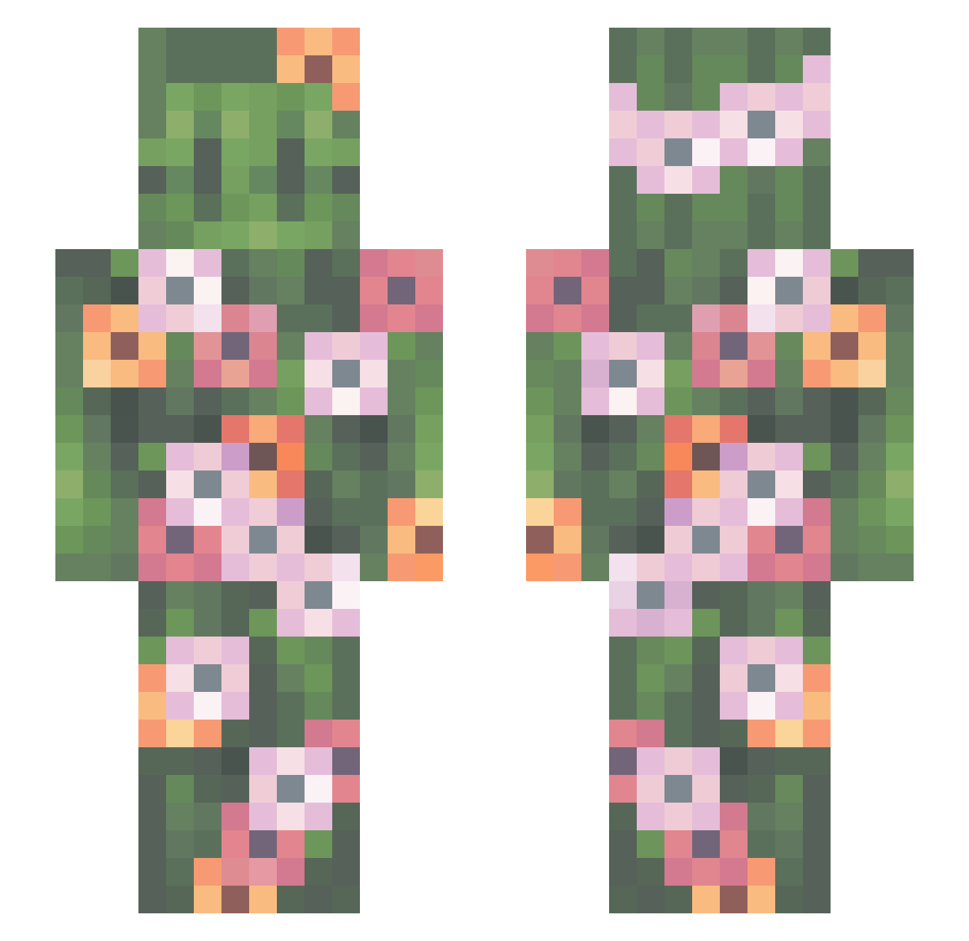 flourcider Minecraft skin, front and back view