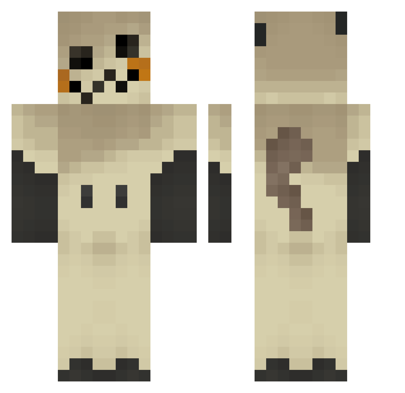 SilverEyes_ Minecraft skin, front and back view