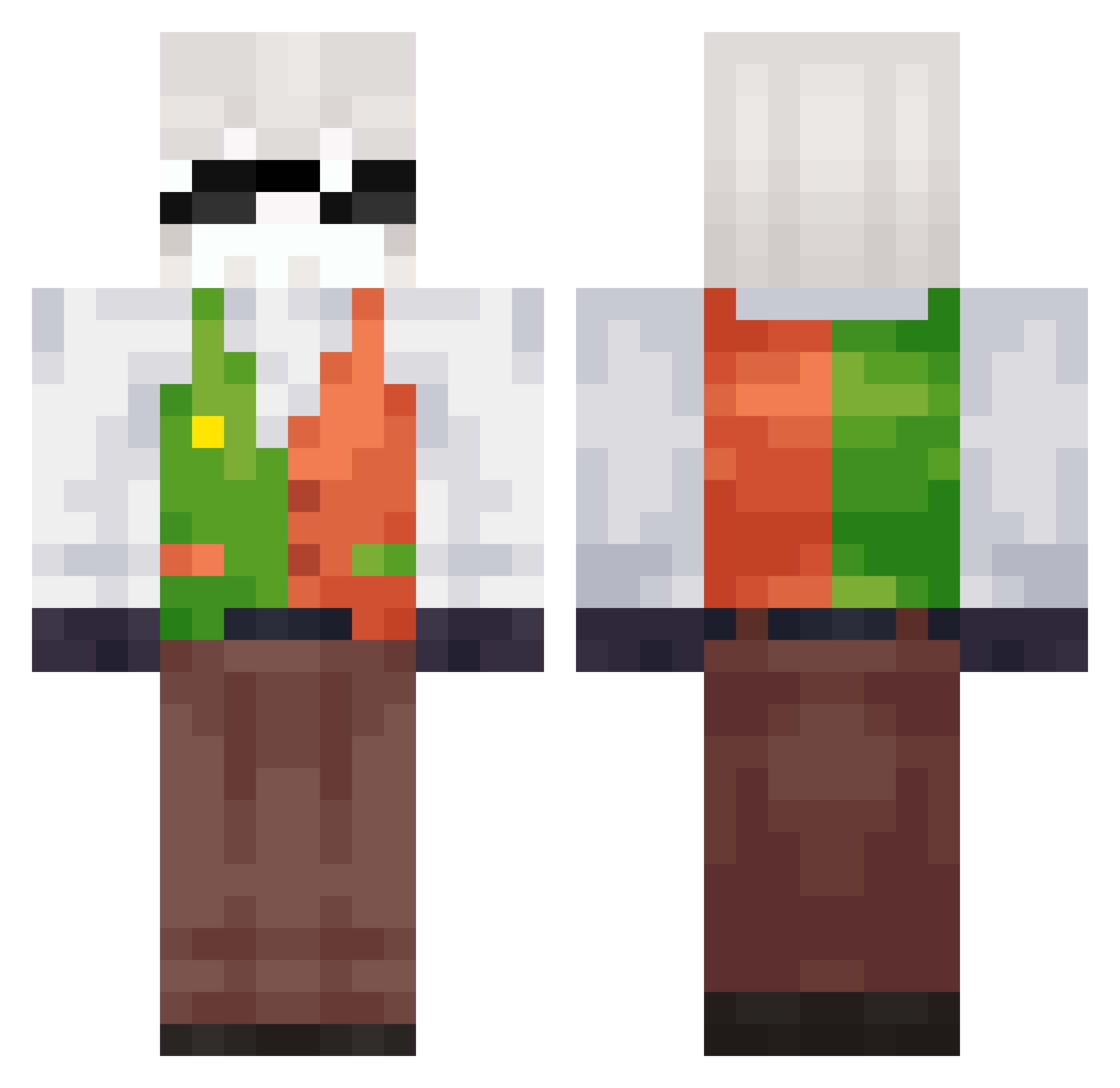 Smudgets Minecraft skin, front and back view
