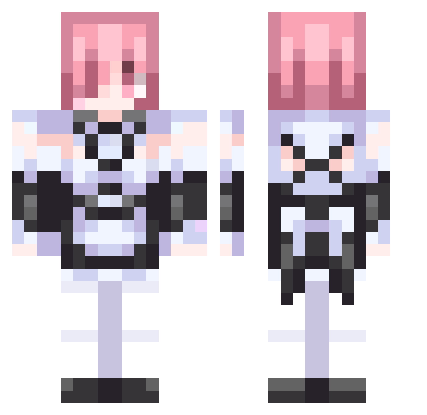 YFwink Minecraft skin, front and back view