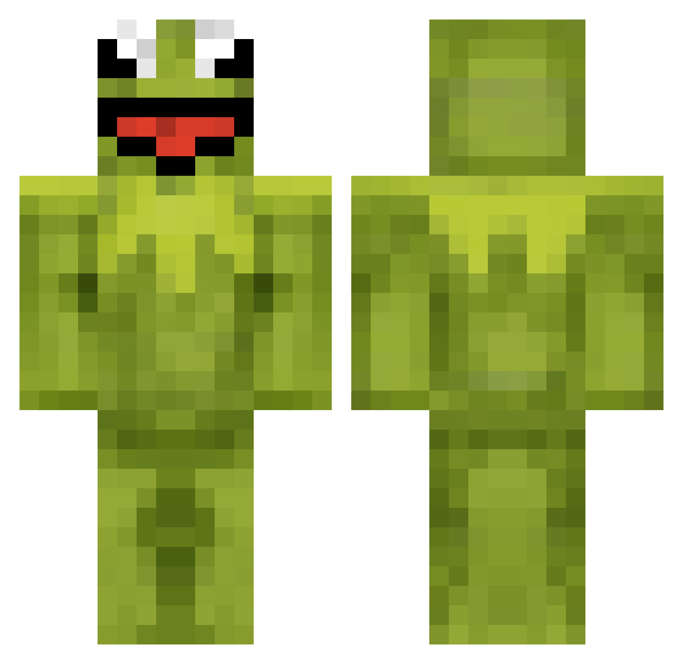 Zqmbie Minecraft skin, front and back view