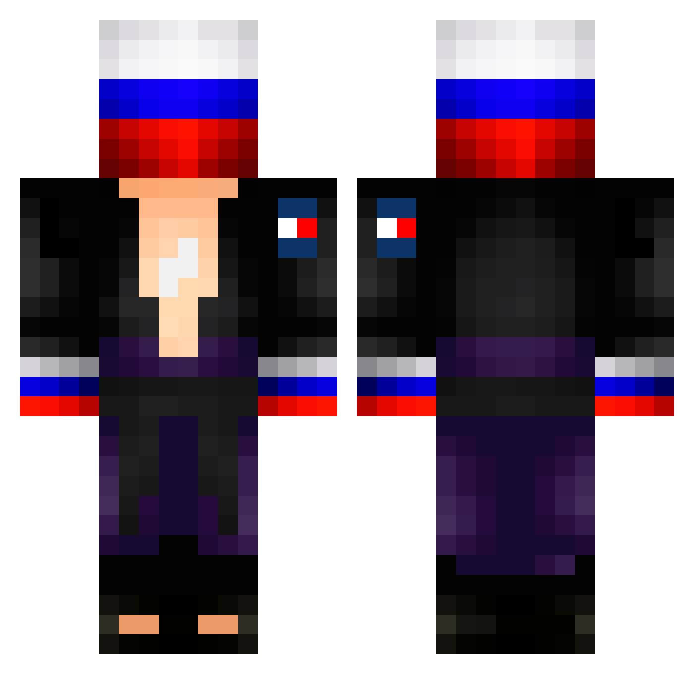 RUSSIAWARRIOR Minecraft skin, front and back view