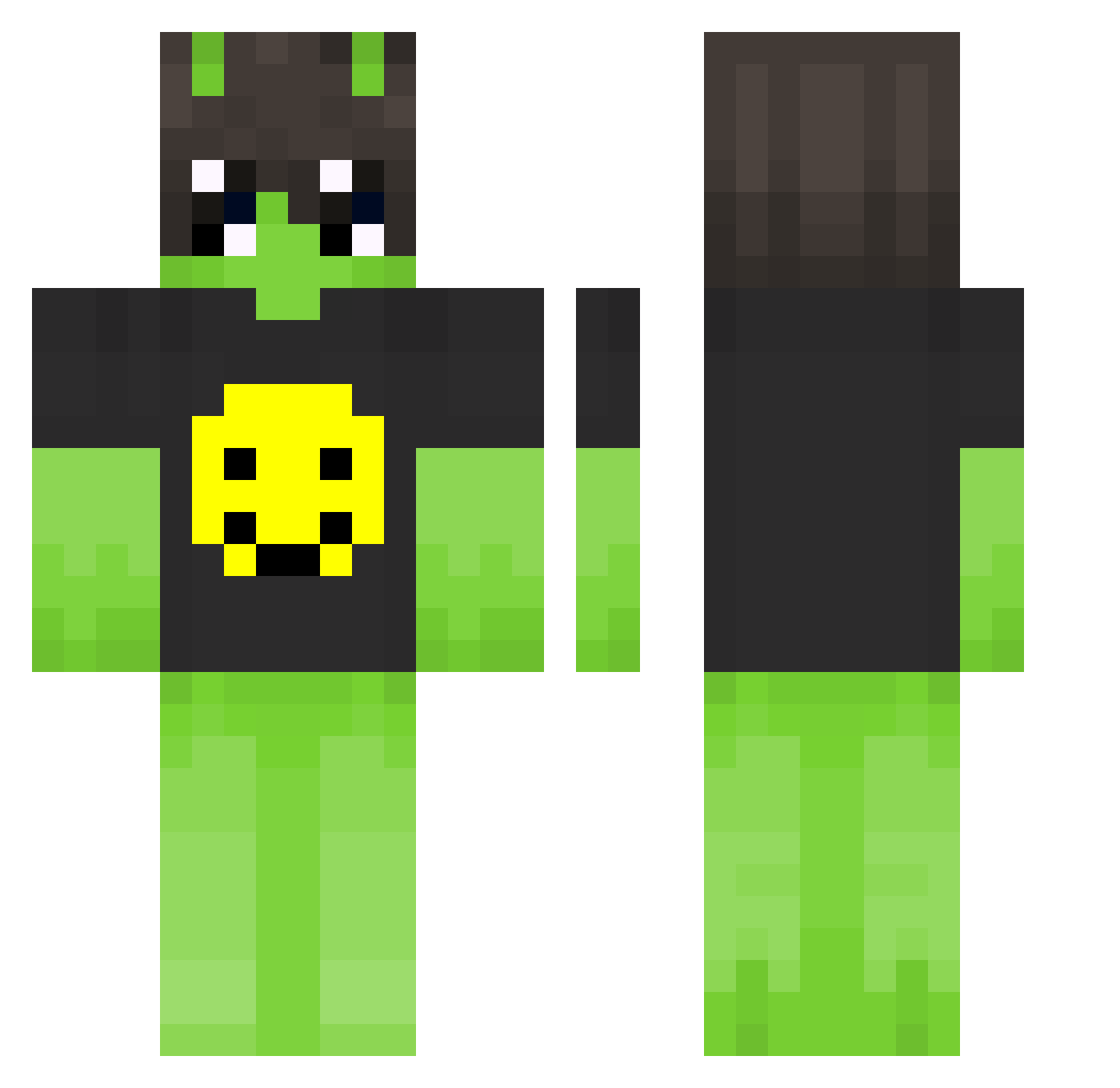Vyndx Minecraft skin, front and back view
