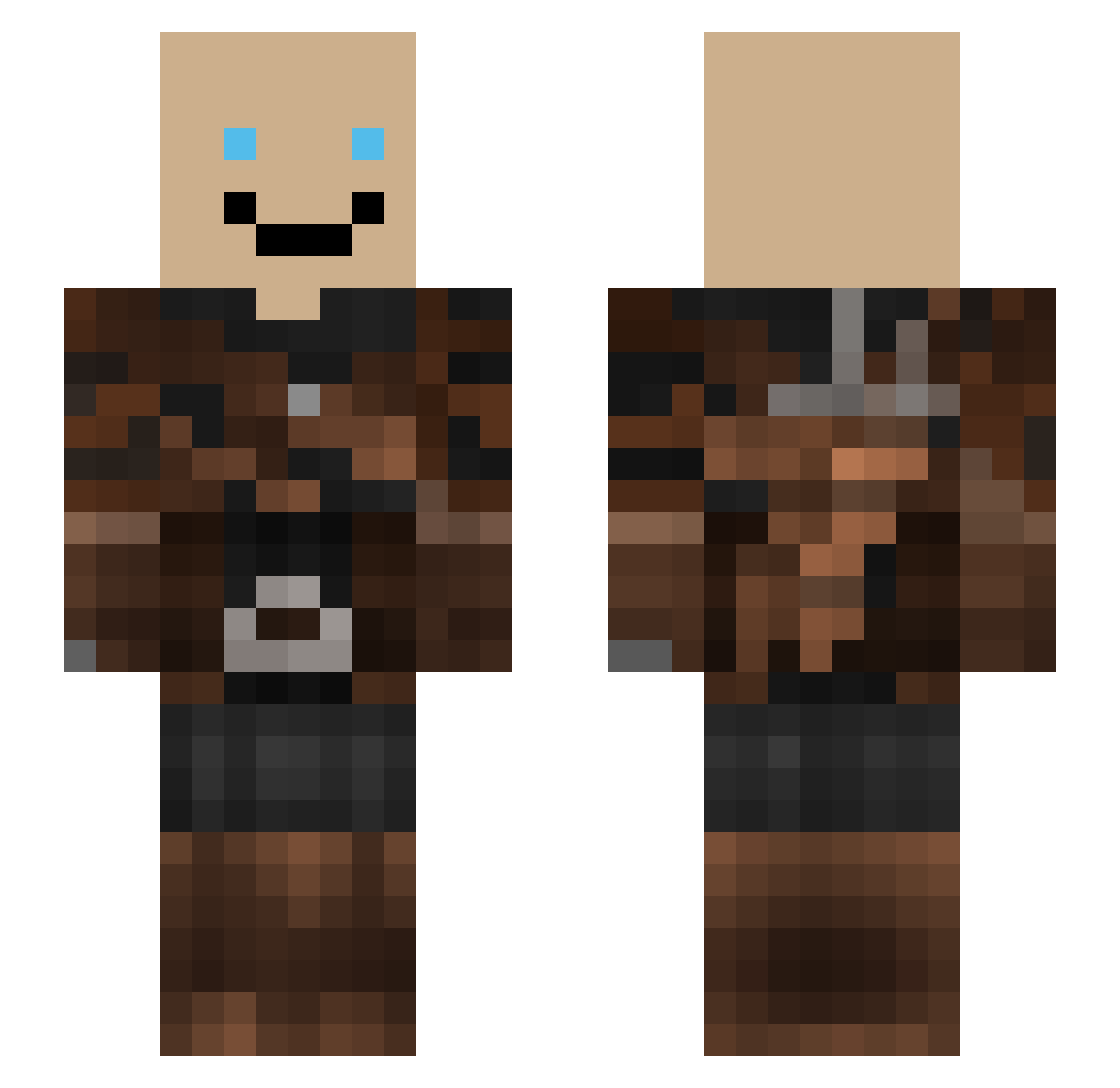 Ybis Minecraft skin, front and back view