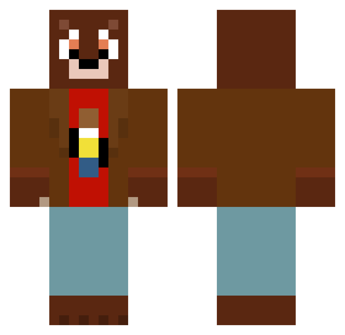 zzxqwwchev Minecraft skin, front and back view