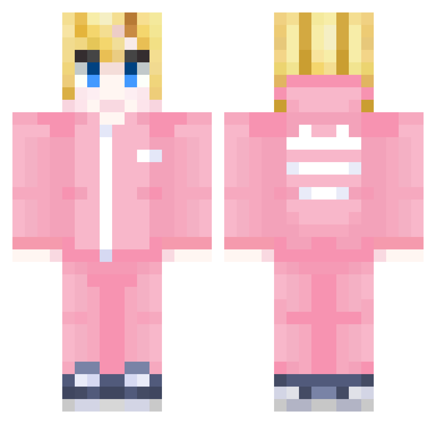 Pink_Mask_ Minecraft skin, front and back view