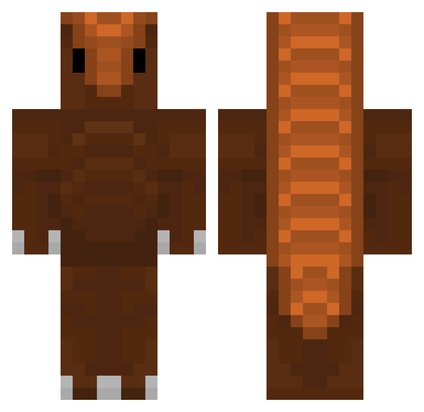 Veltros Minecraft skin, front and back view