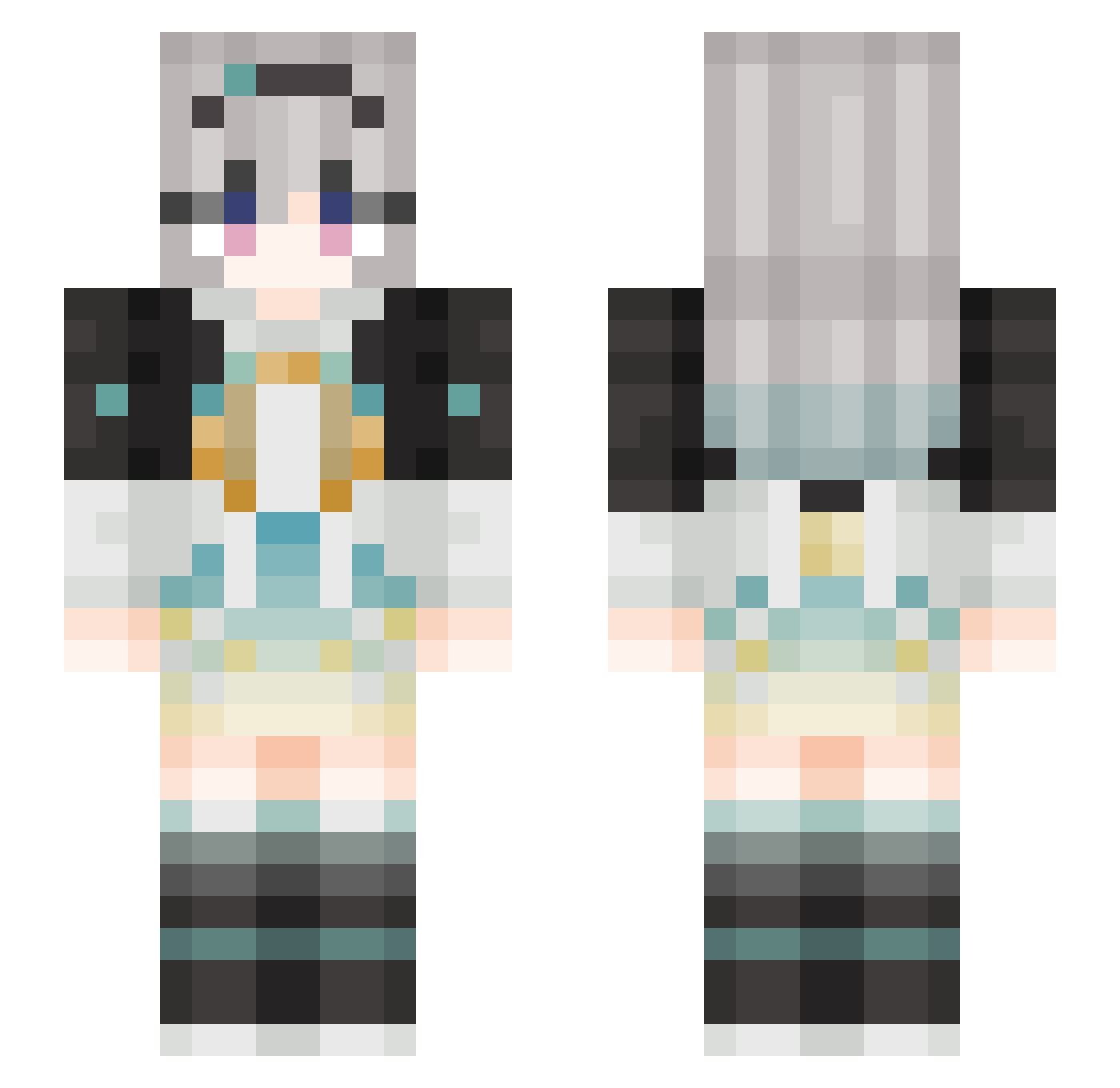 Hatchanpenpen Minecraft skin, front and back view