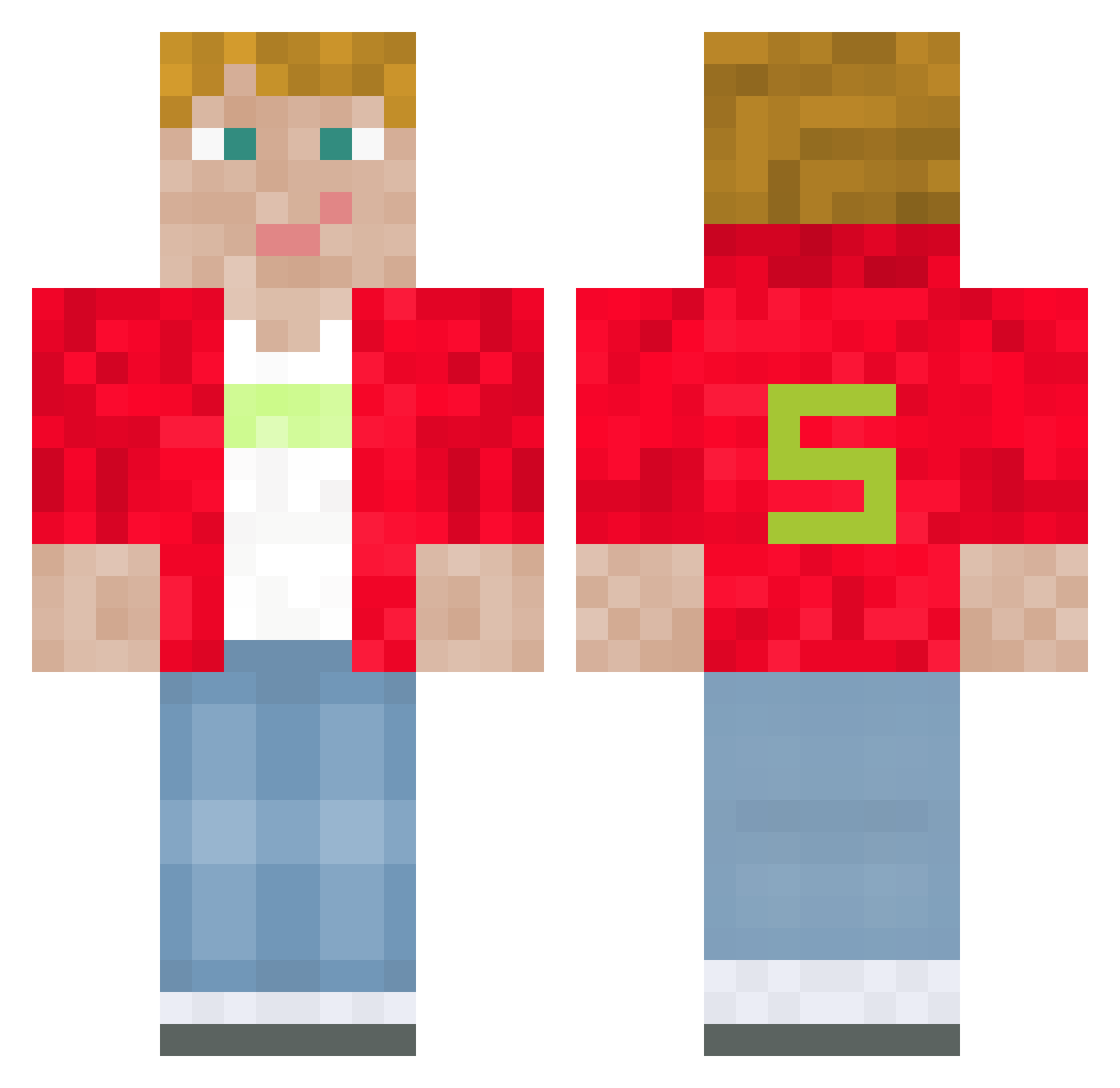 Sungamers Minecraft skin, front and back view