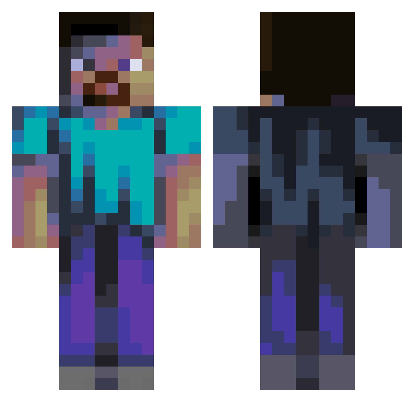 Celticqt Minecraft skin, front and back view