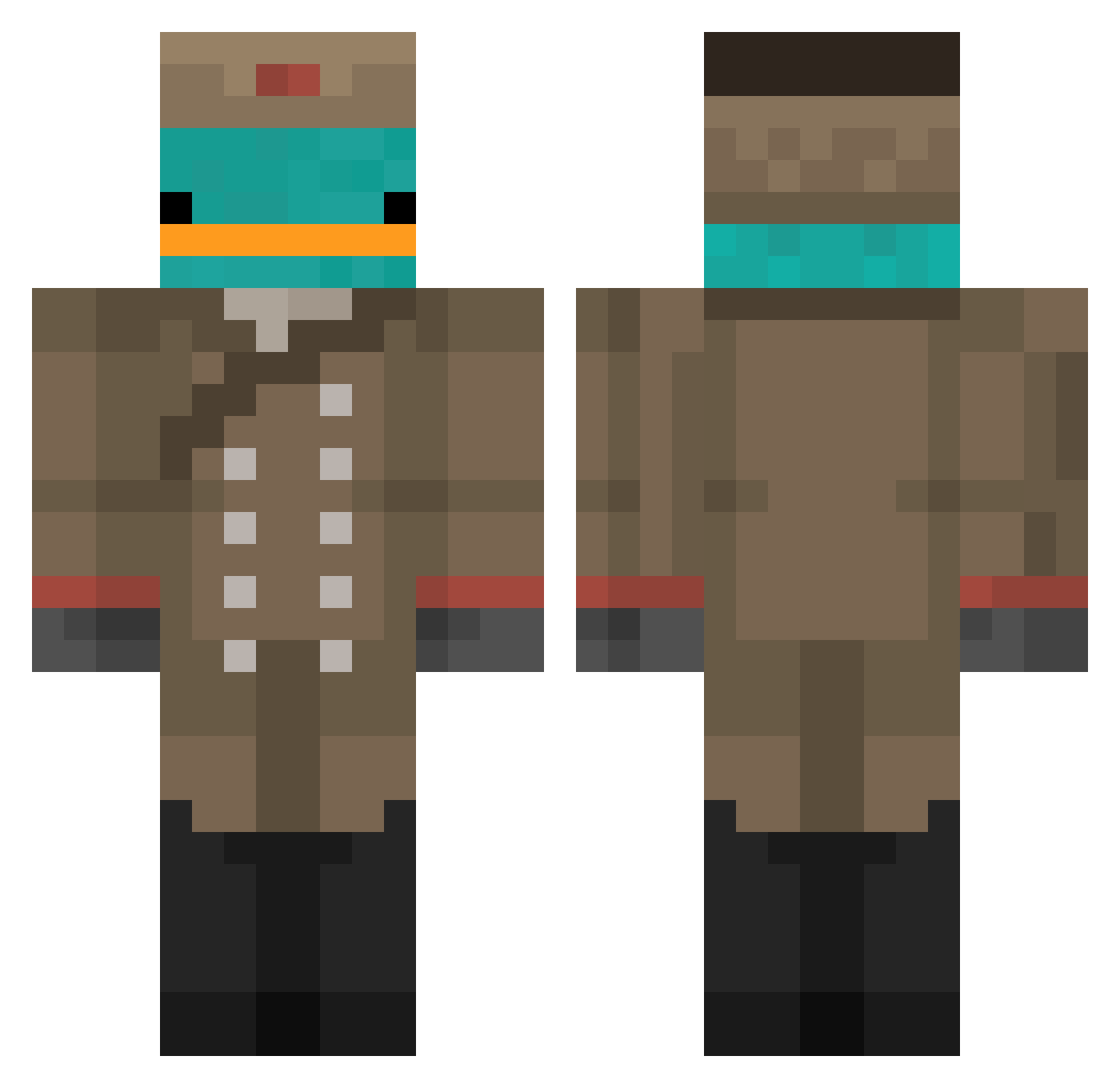 VitorioXD Minecraft skin, front and back view