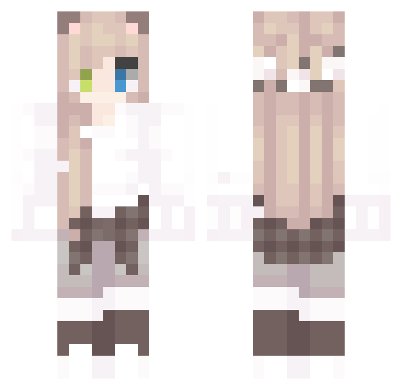Bell_Leaf Minecraft skin, front and back view