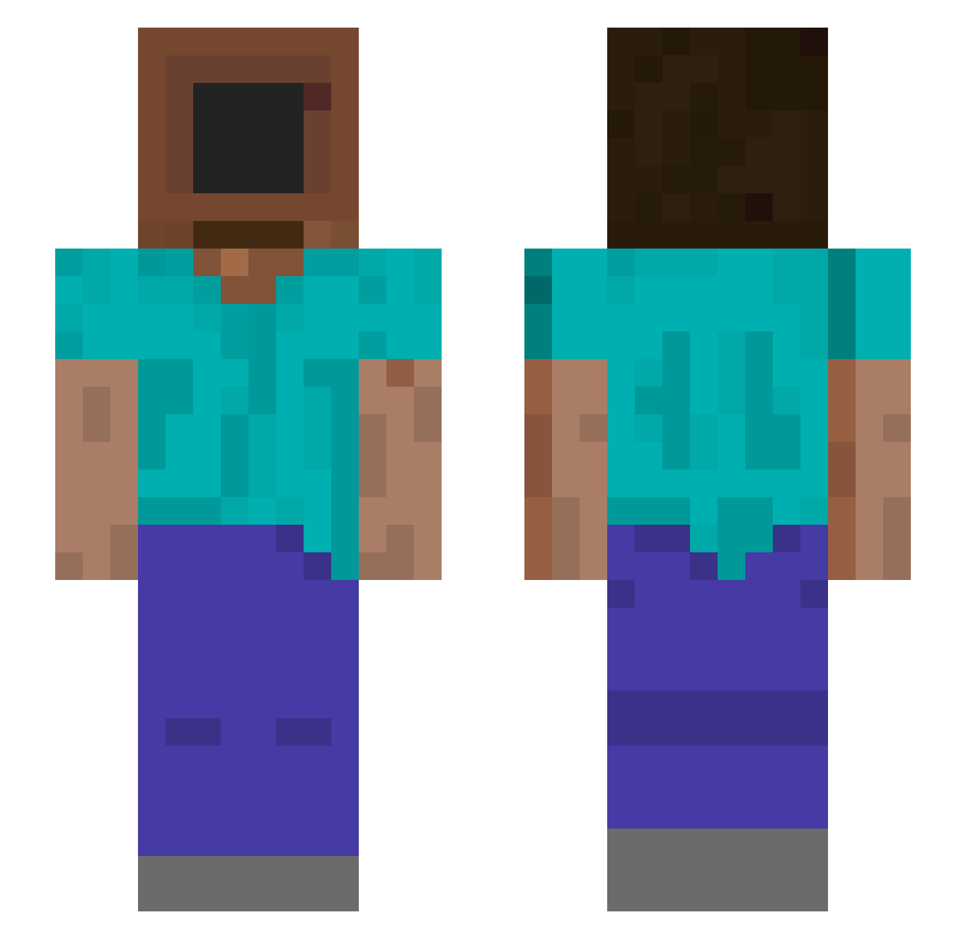 SilverHead_Brek Minecraft skin, front and back view