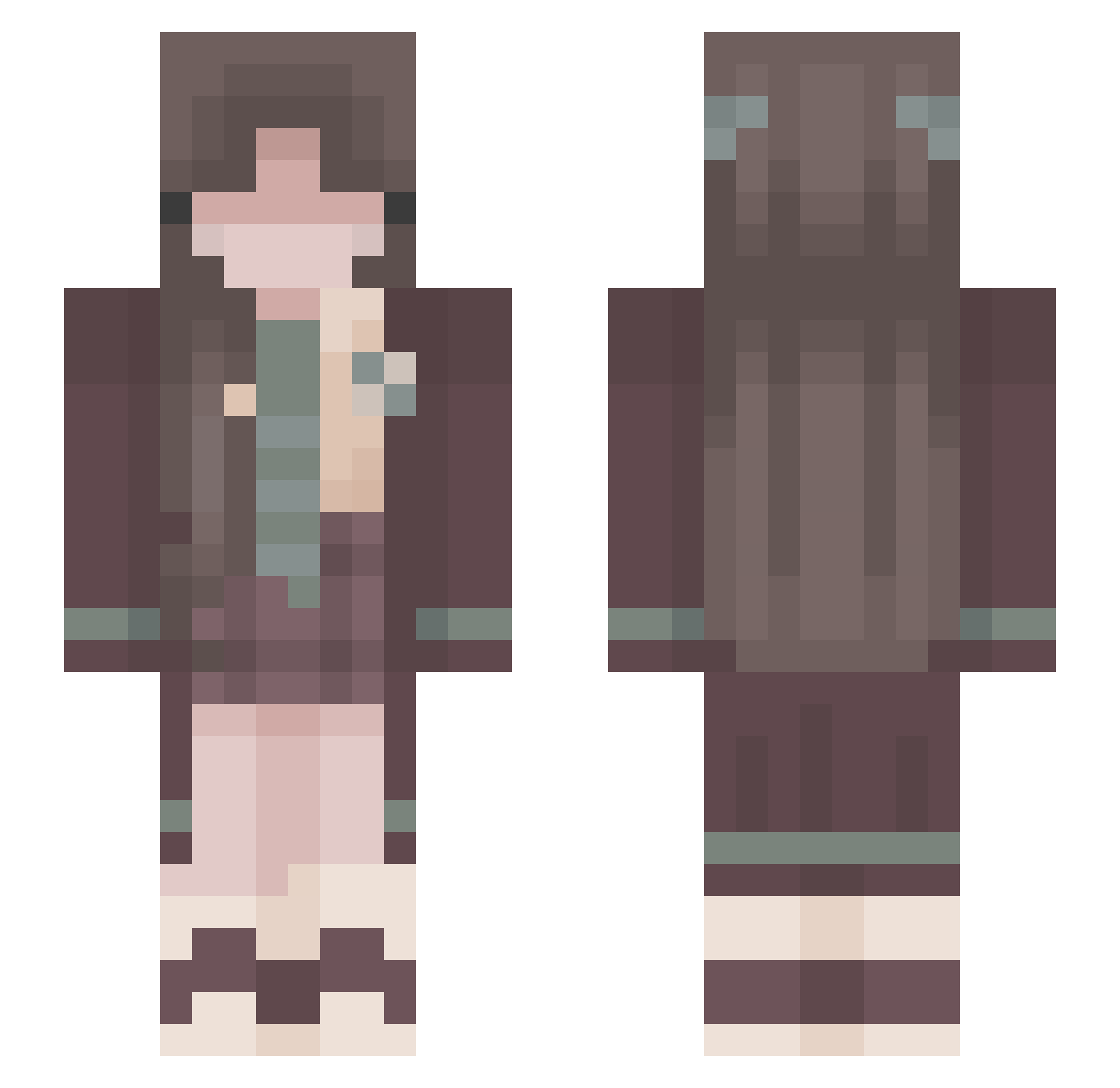 Melanite_ Minecraft skin, front and back view