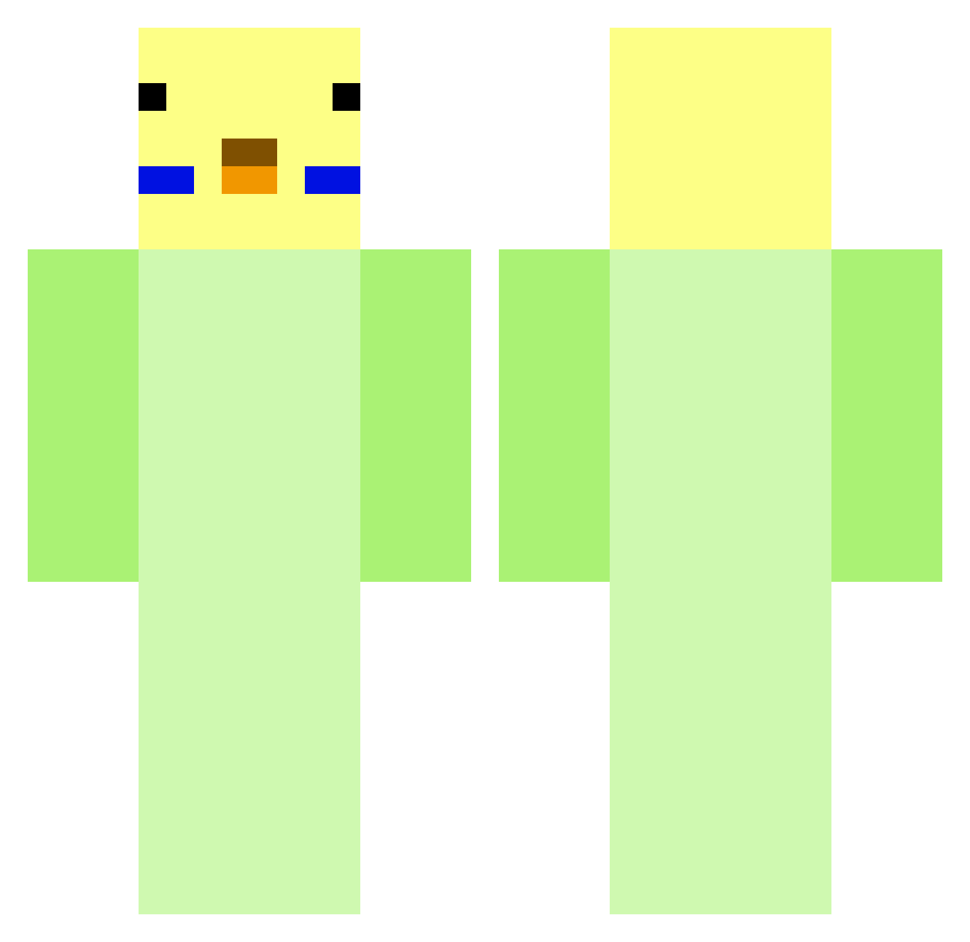 RoraRollin Minecraft skin, front and back view