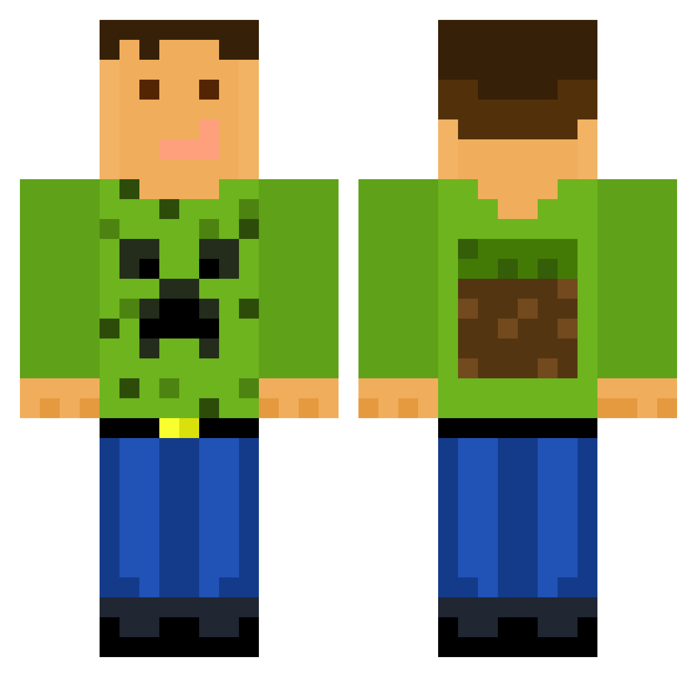 FewQuokka Minecraft skin, front and back view