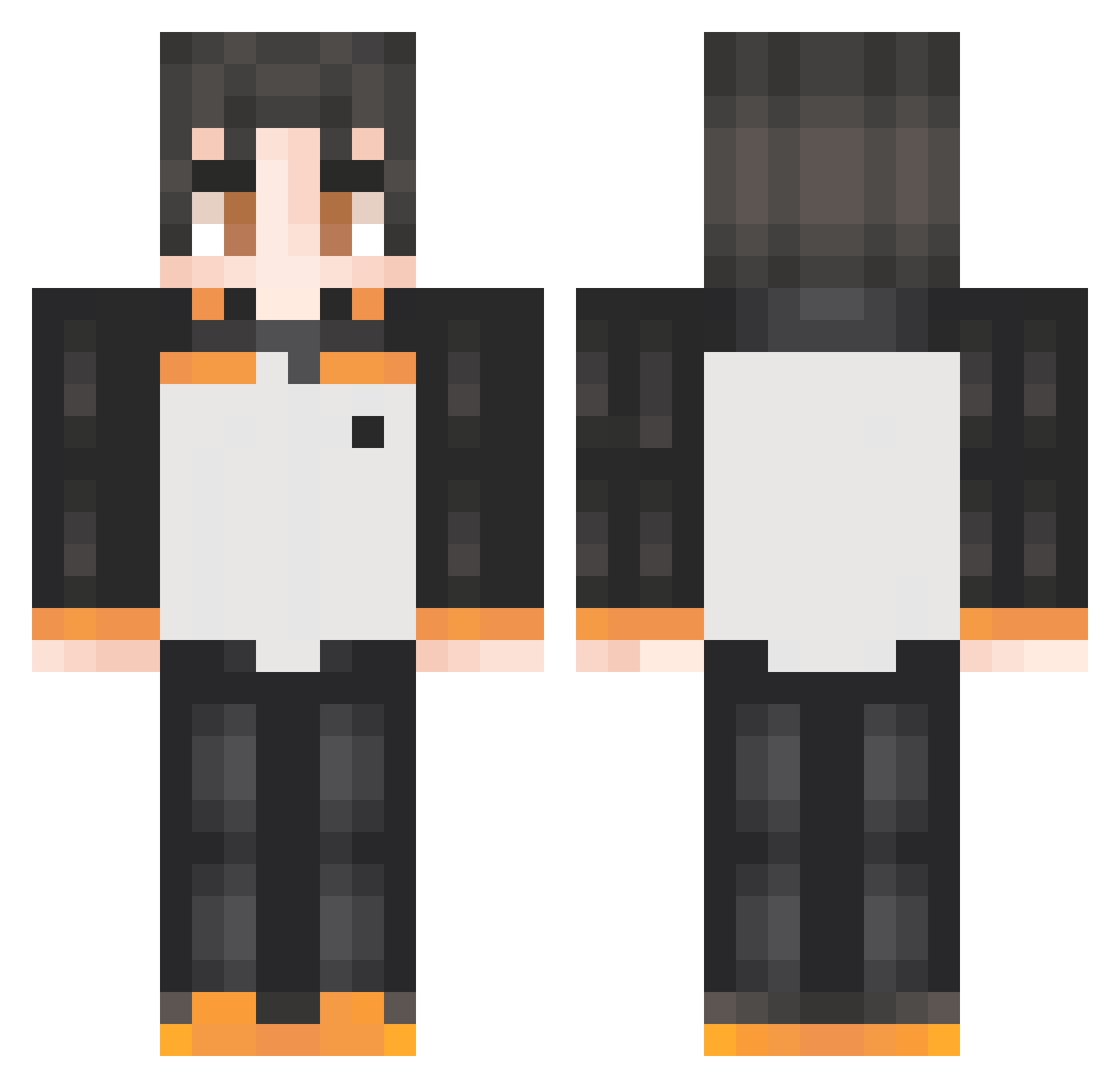 Teyzx Minecraft skin, front and back view