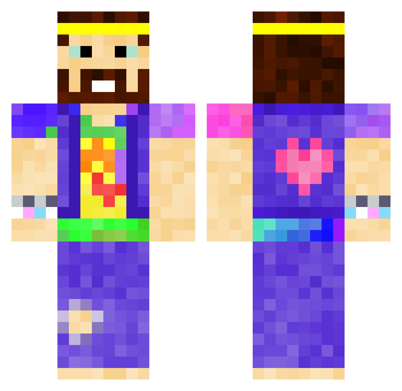 CannaryMan Minecraft skin, front and back view