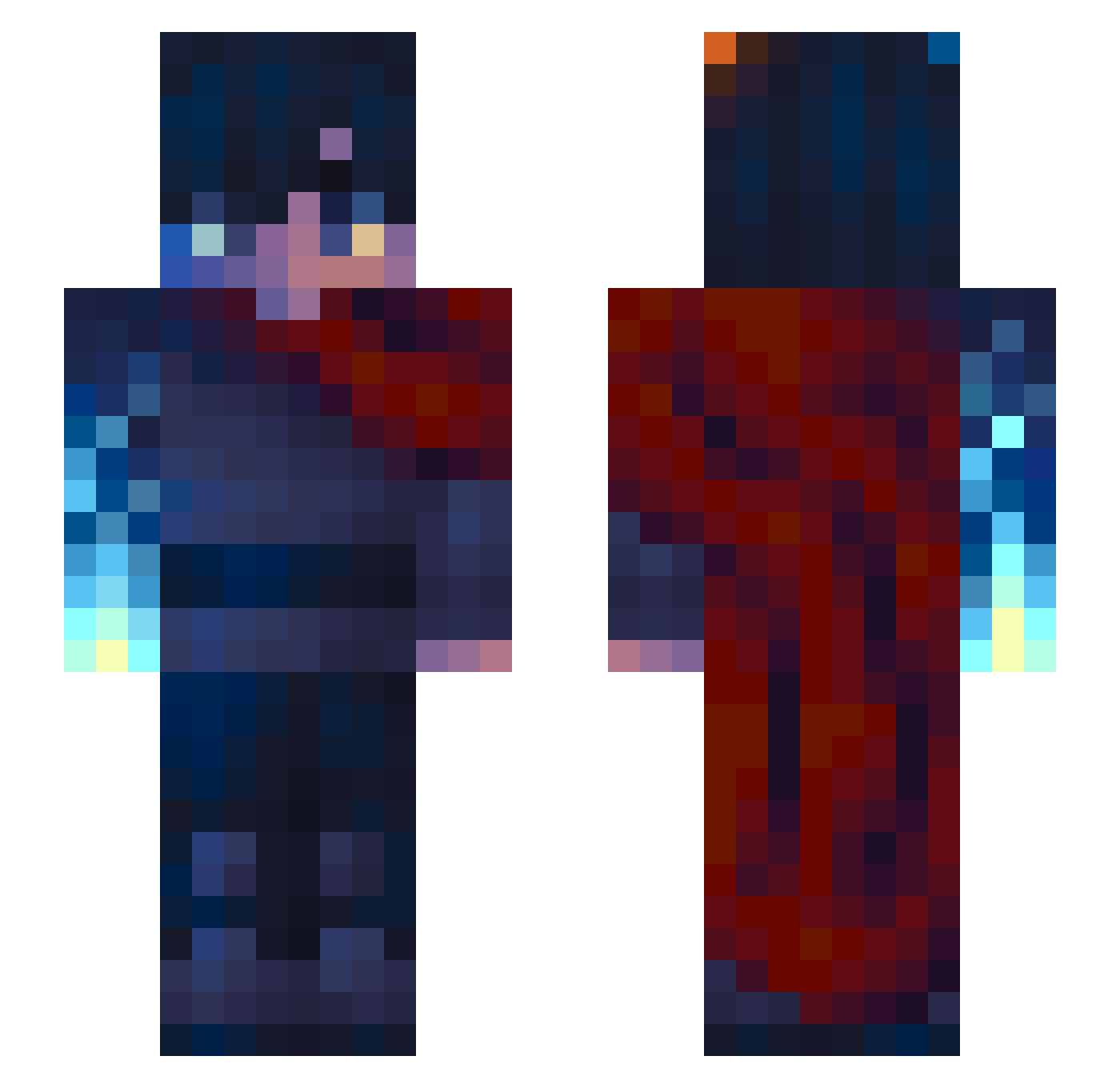SilentNight2 Minecraft skin, front and back view