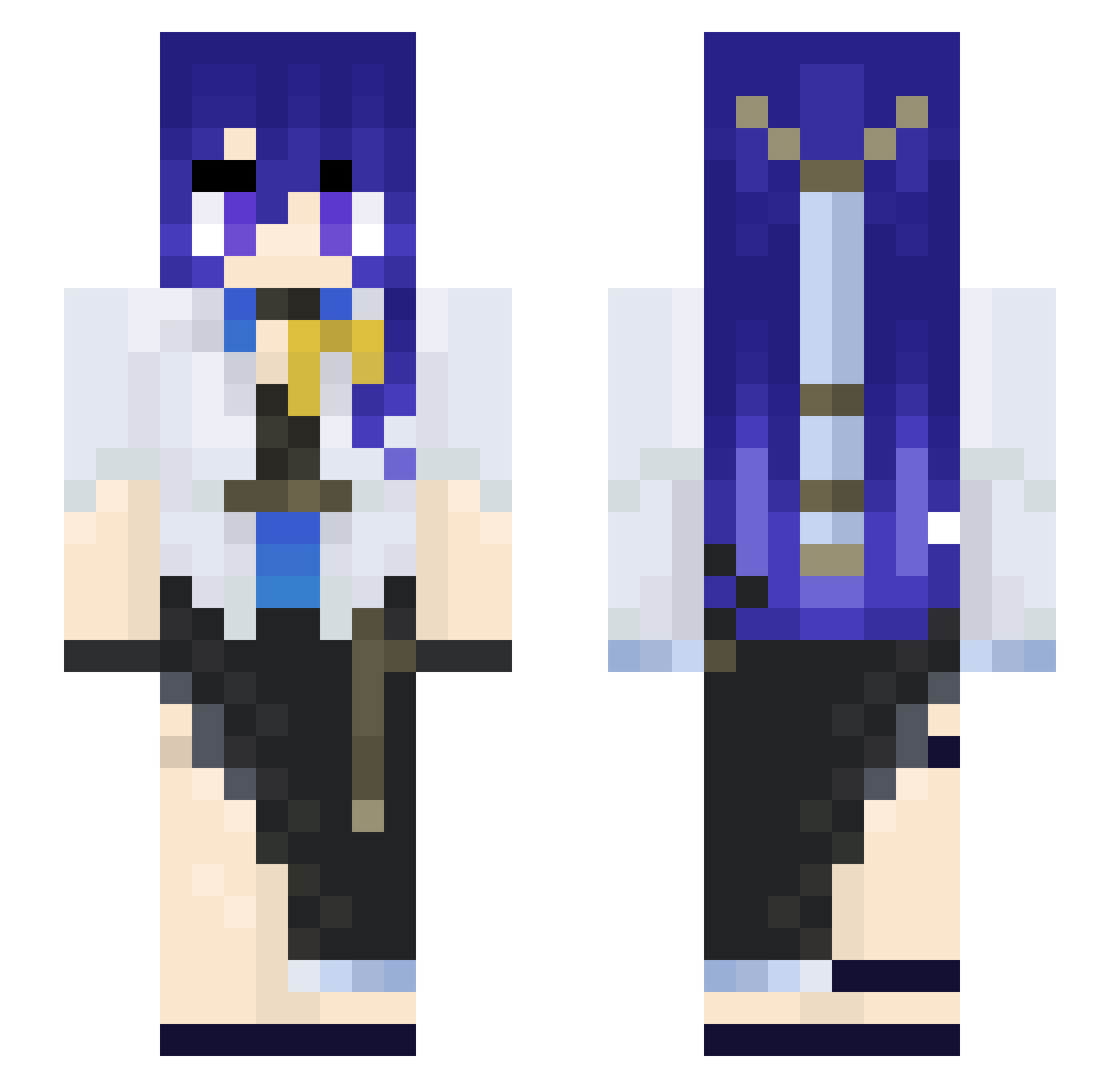 Aihanmei Minecraft skin, front and back view