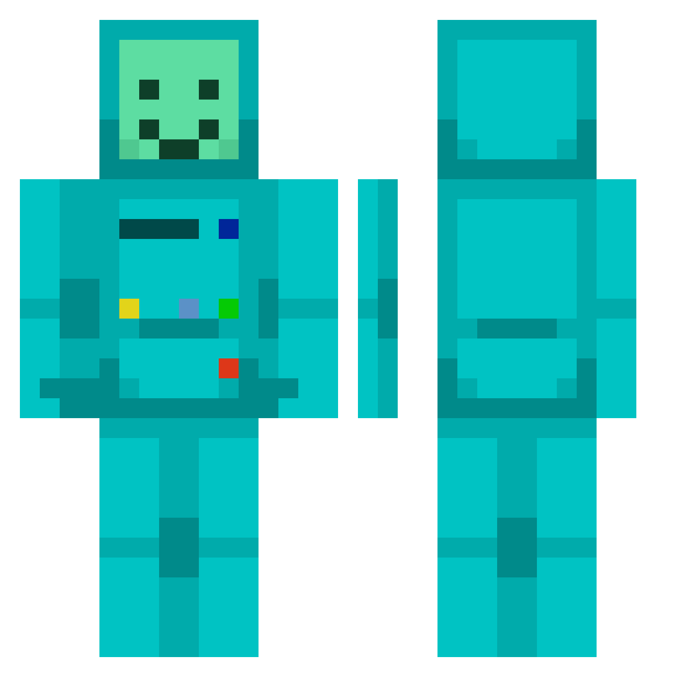 guideus Minecraft skin, front and back view