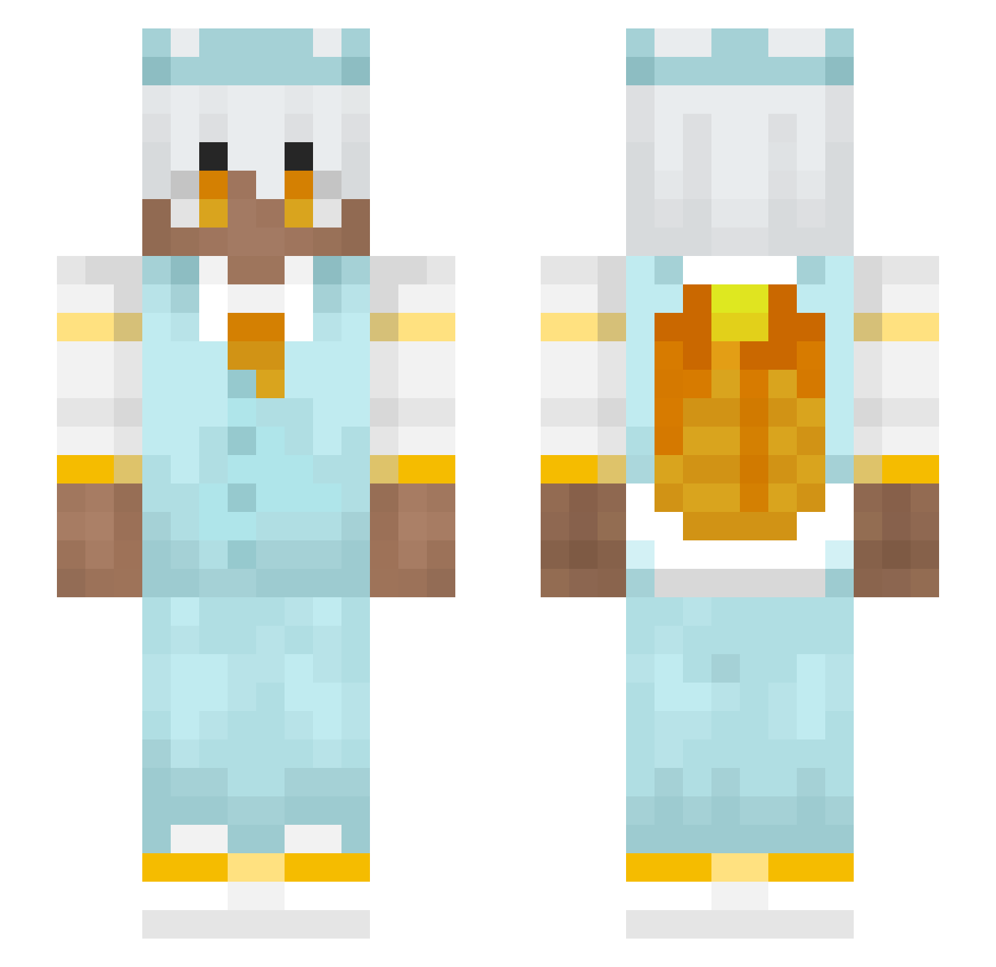 MeatyWaffler Minecraft skin, front and back view