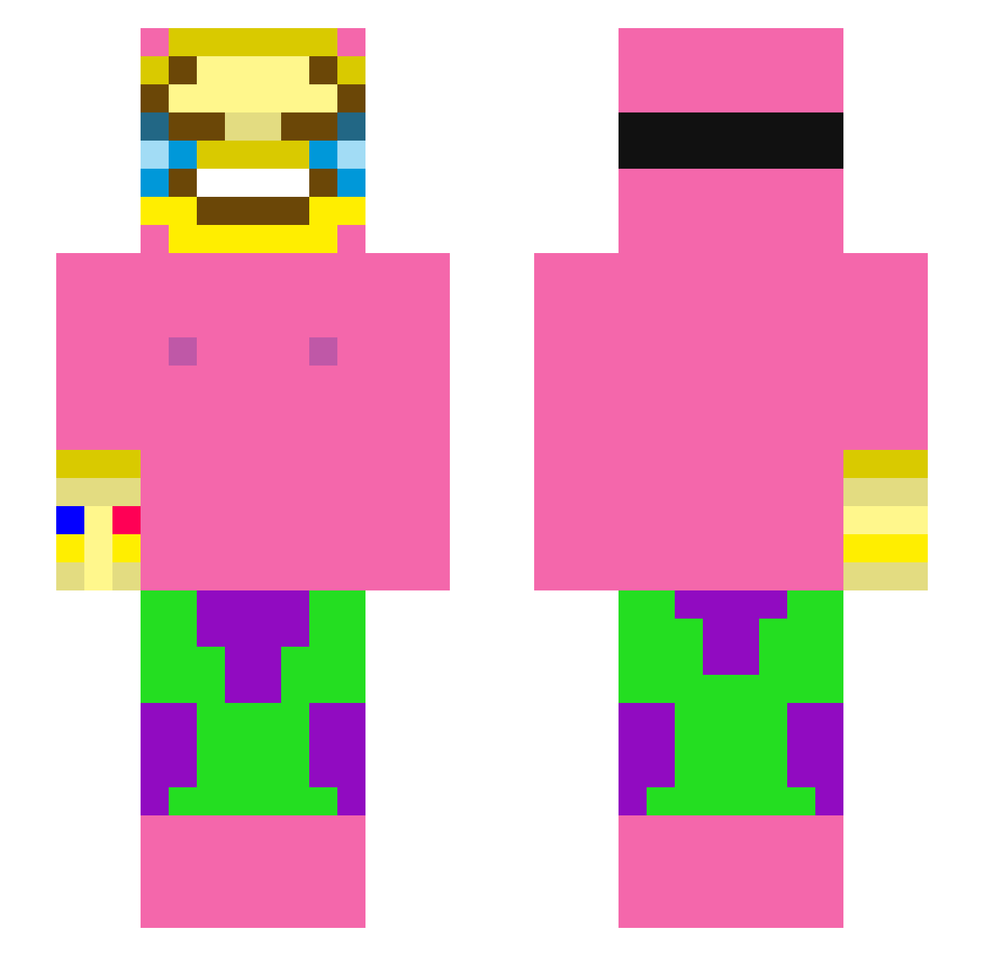 upsey Minecraft skin, front and back view