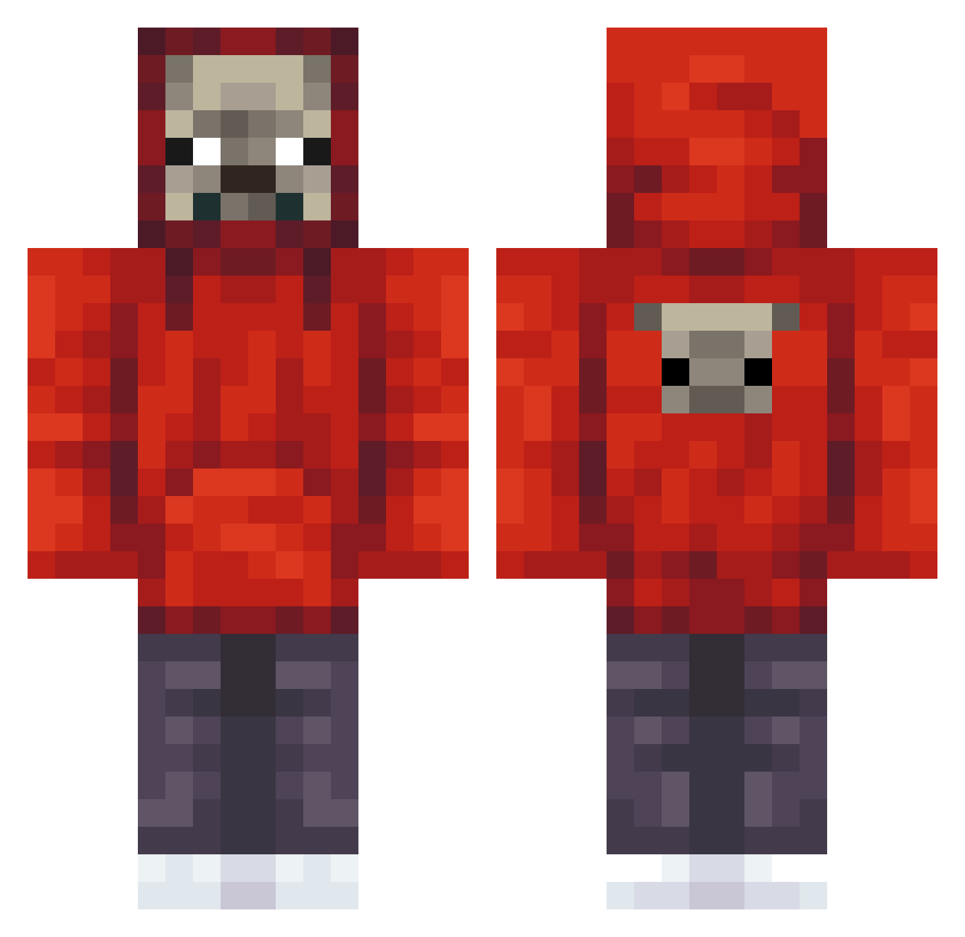 CloudedPapik Minecraft skin, front and back view