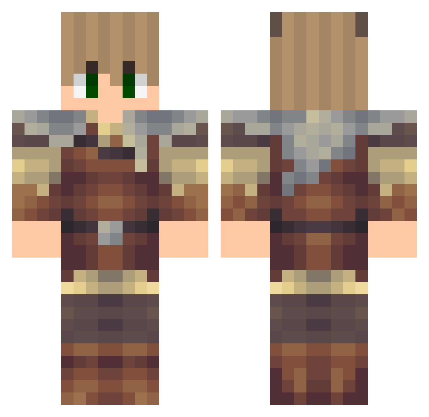 Tirawyn Minecraft skin, front and back view