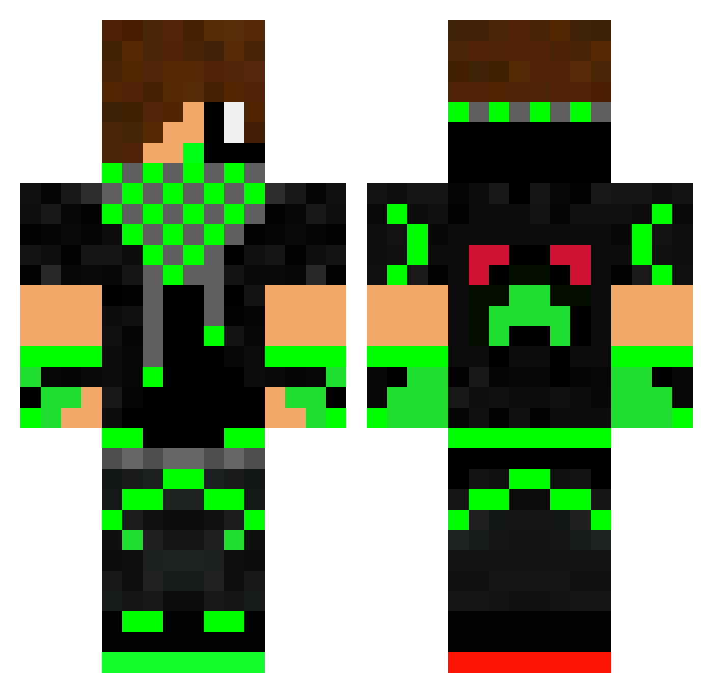 Greanhorn Minecraft skin, front and back view