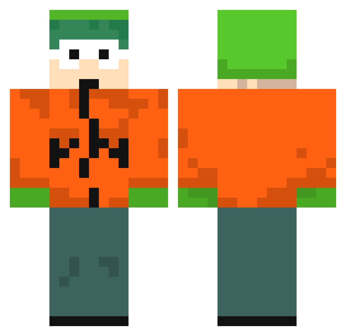 HalfEnds Minecraft skin, front and back view