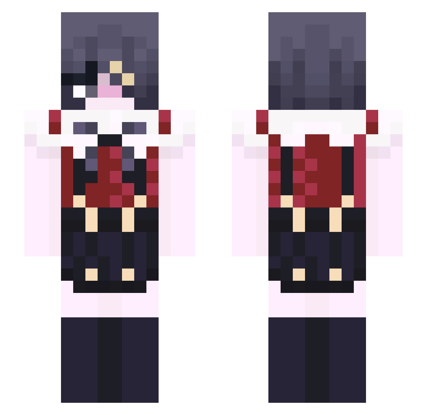 S4YA4 Minecraft skin, front and back view