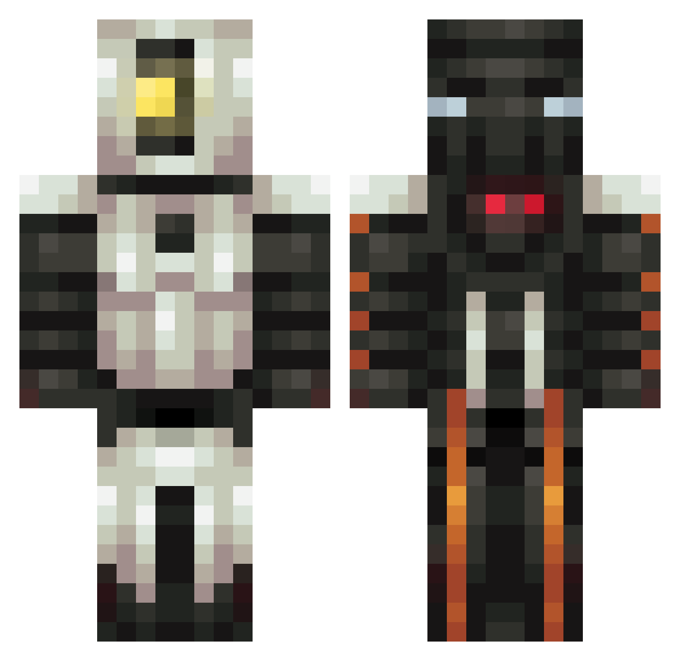 Drumheads Minecraft skin, front and back view