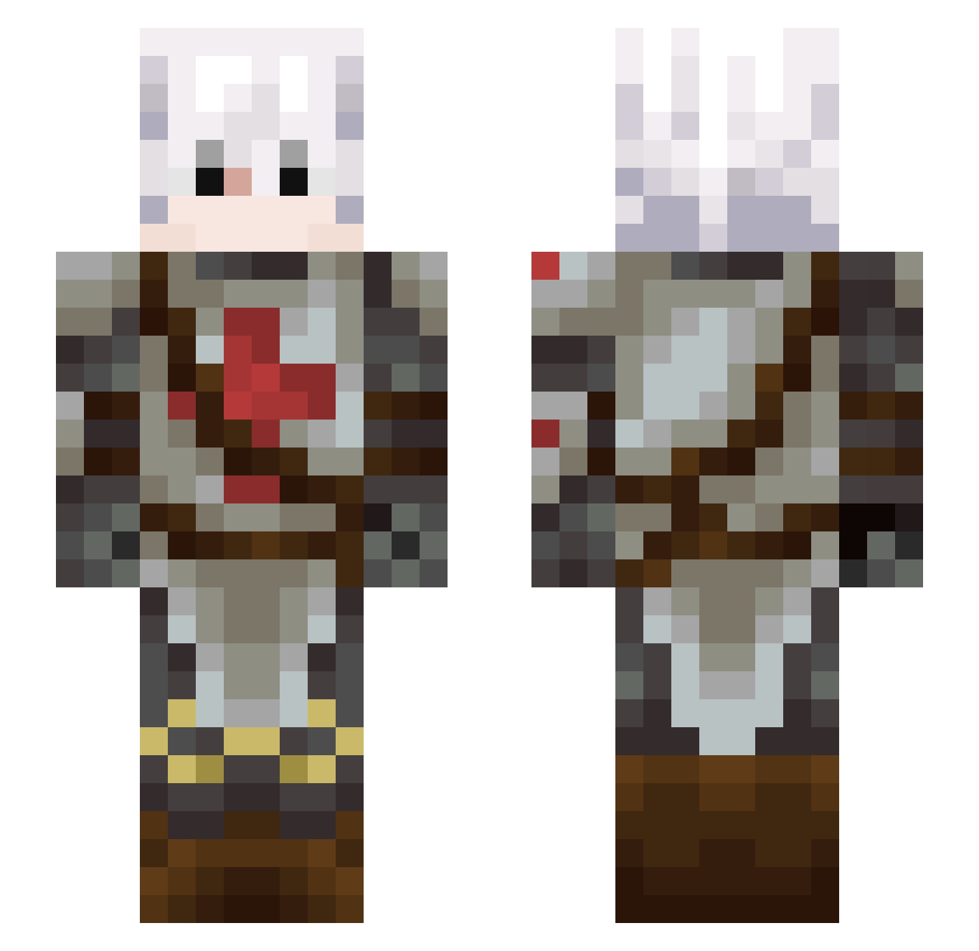HypzxMist Minecraft skin, front and back view