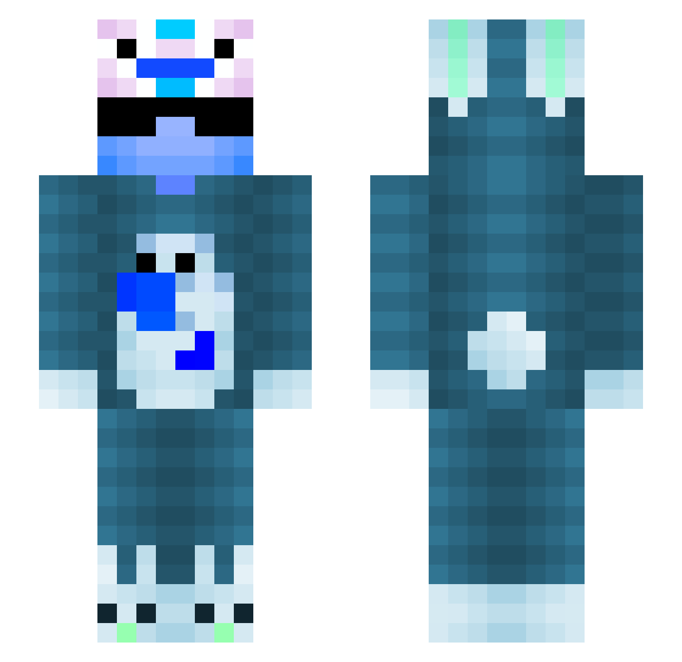 TlmGhG Minecraft skin, front and back view