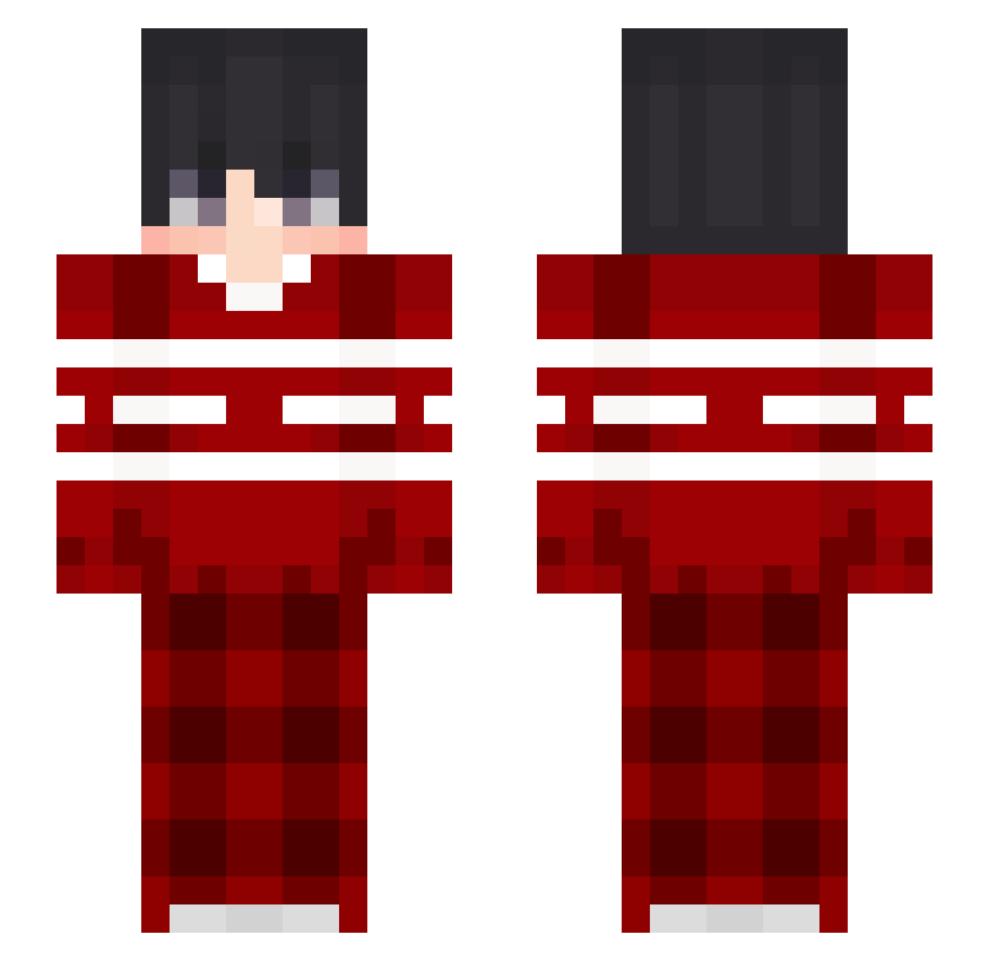 PanndaFr Minecraft skin, front and back view