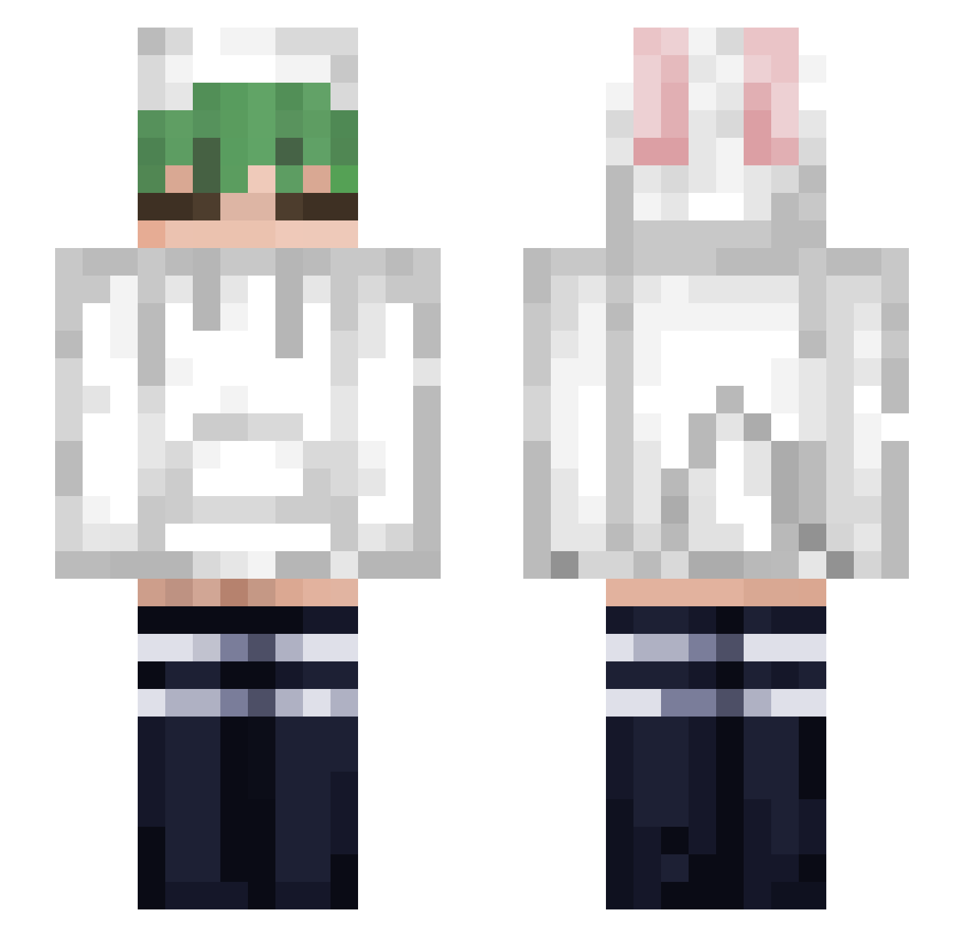 Restness Minecraft skin, front and back view