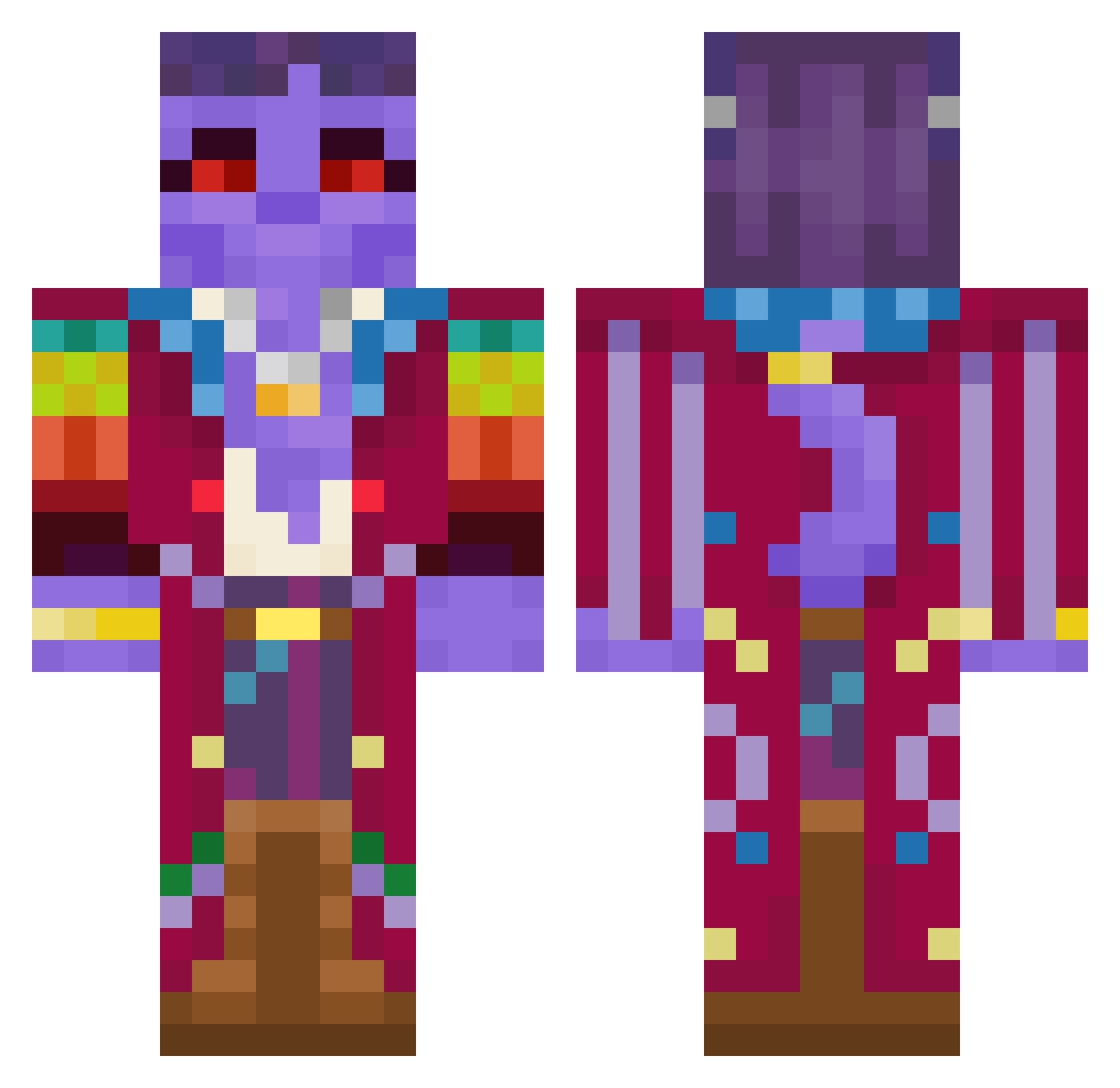 PinkB0i Minecraft skin, front and back view